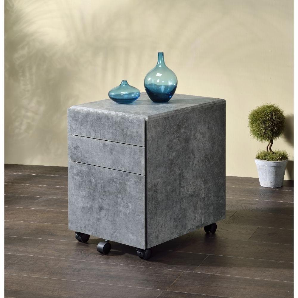 

    
Contemporary Faux Concrete & Silver File Cabinet by Acme 92909 Jurgen
