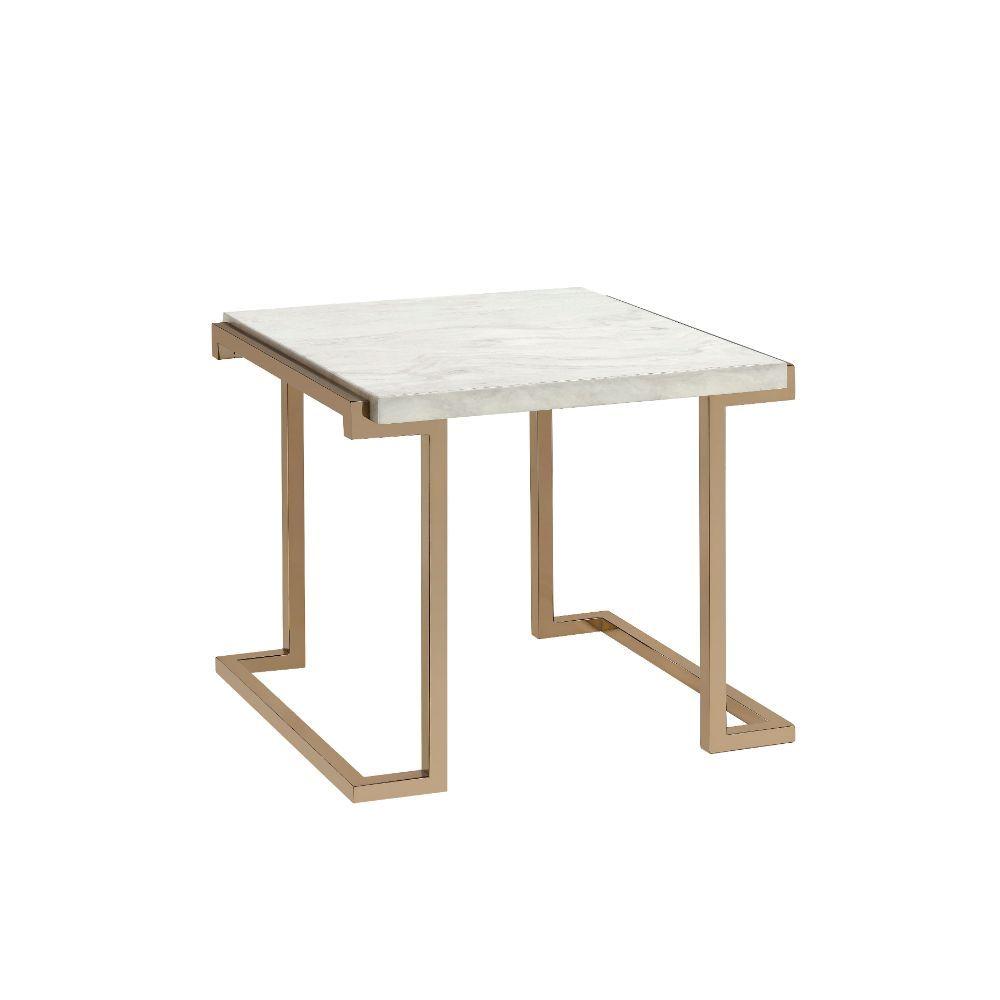 Contemporary, Modern End Table Boice II 82872 in Marble 