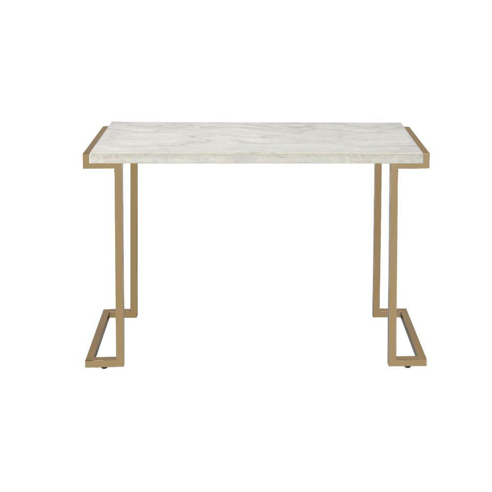 

    
Contemporary Faux Marble & Champagne Sofa Table by Acme Boice II 82873
