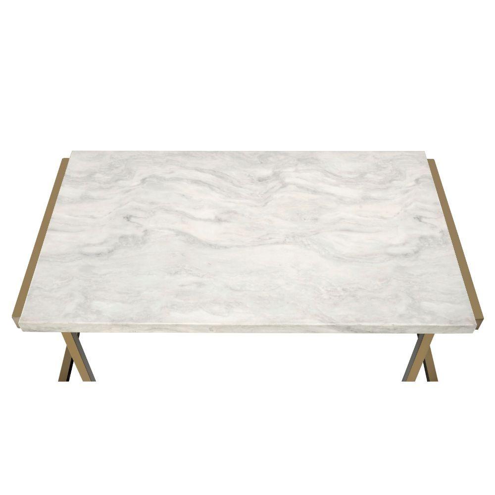 

    
Contemporary Faux Marble Coffee Table + End Table + Sofa Table by Acme Boice II 82870
