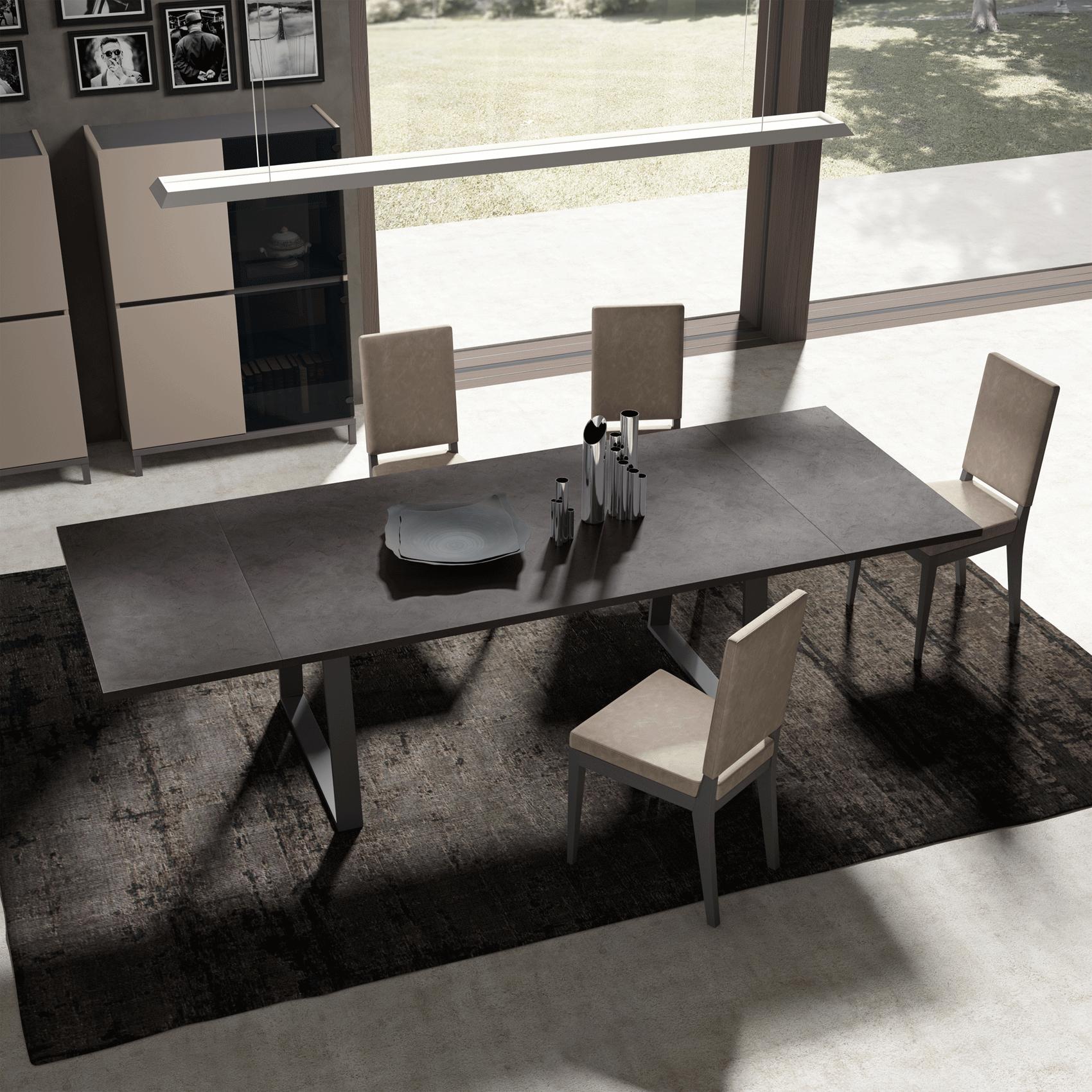 Contemporary, Modern Dining Table Set Kali Kali-Dining-5PC in Gray, Desert sand Eco-Leather
