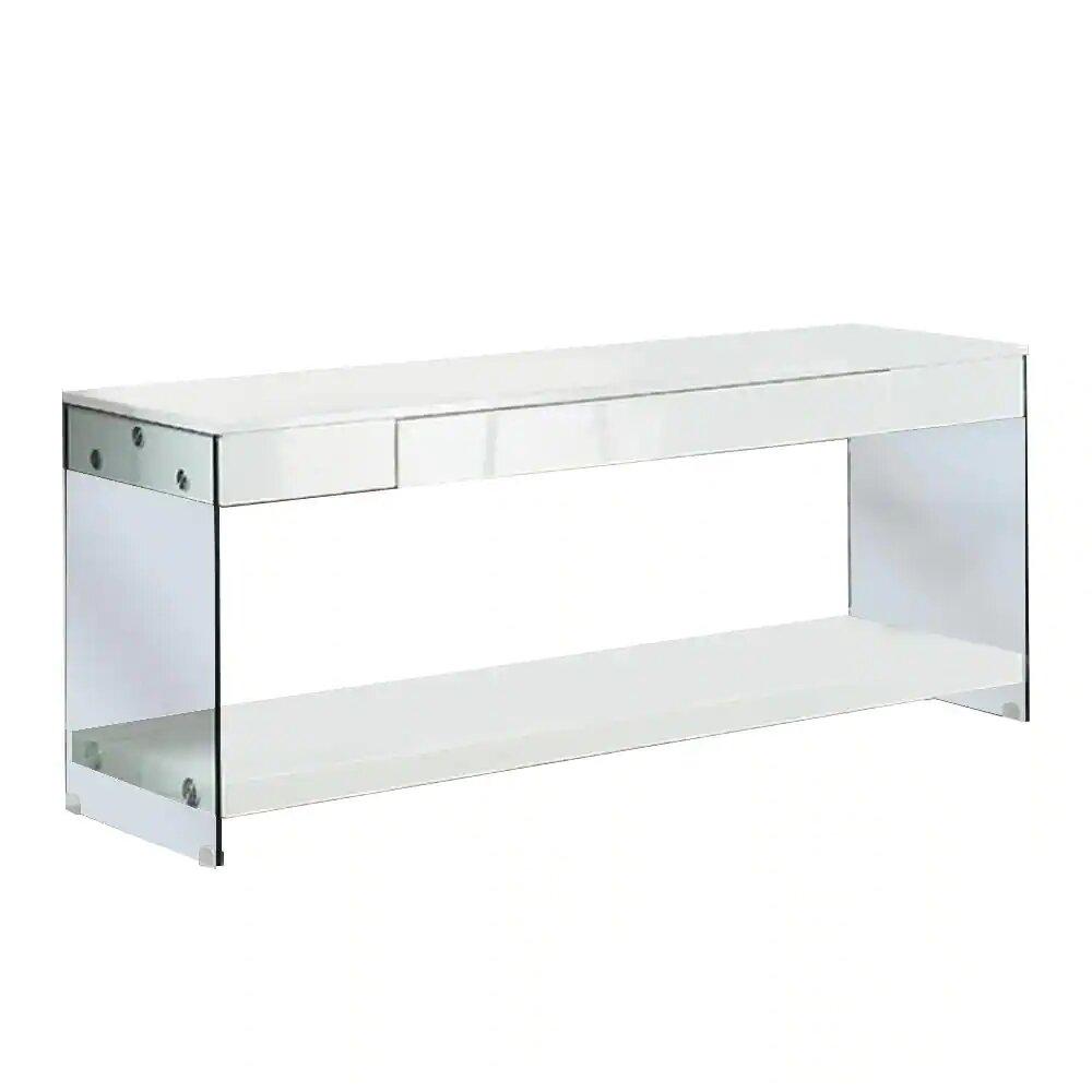 

    
White ABS & Glass 70" TV Stand SABUGAL CM5206WH-TV-70 FOA Contemporary
