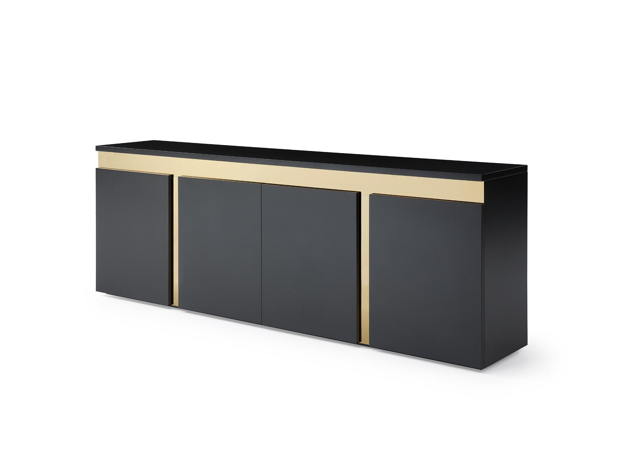 

    
Contemporary Glossy Black Solid Wood Buffet WhiteLine SB1658-BLK Sumo
