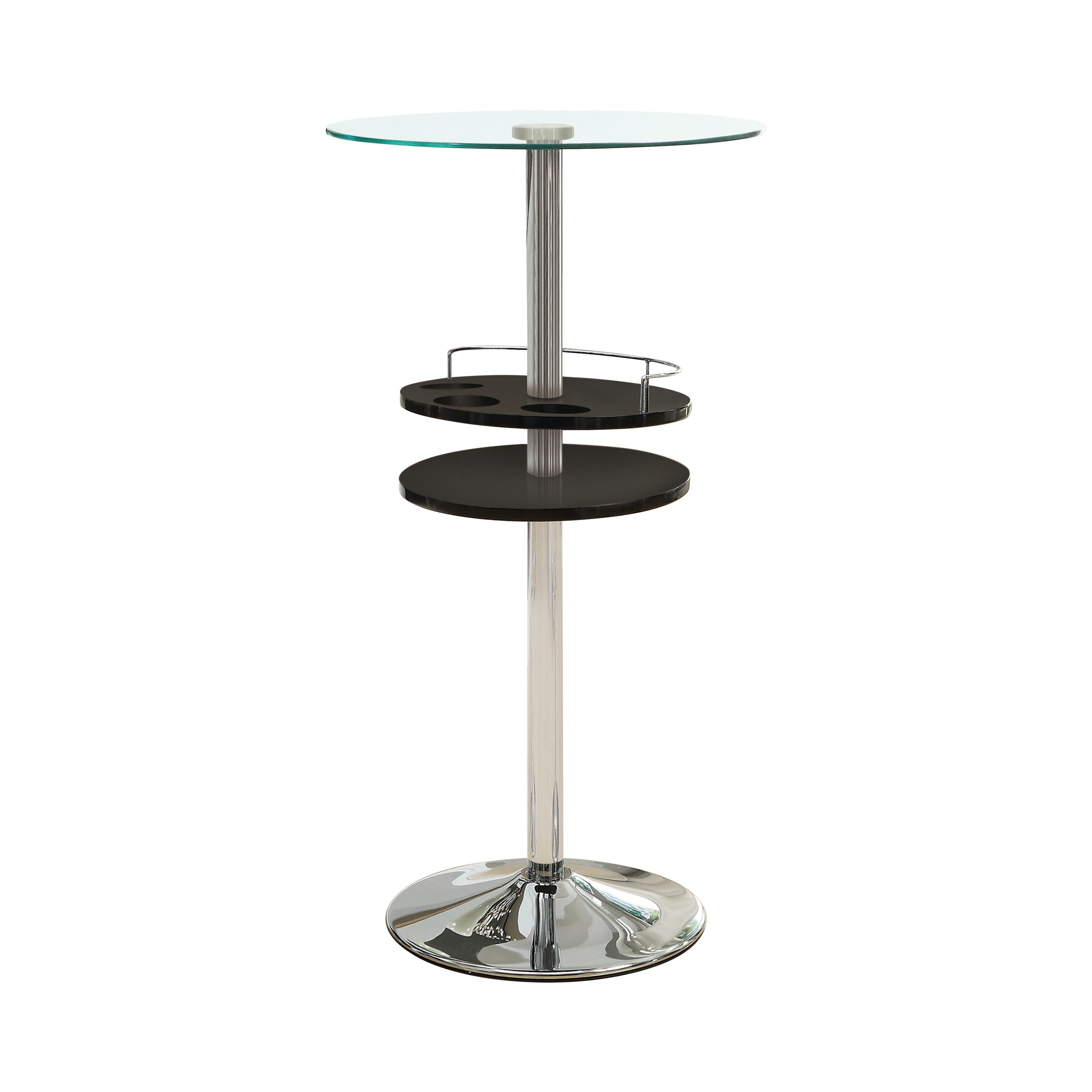 

    
Contemporary Glossy Black Wood & Tempered Glass Bar Table Coaster 120715
