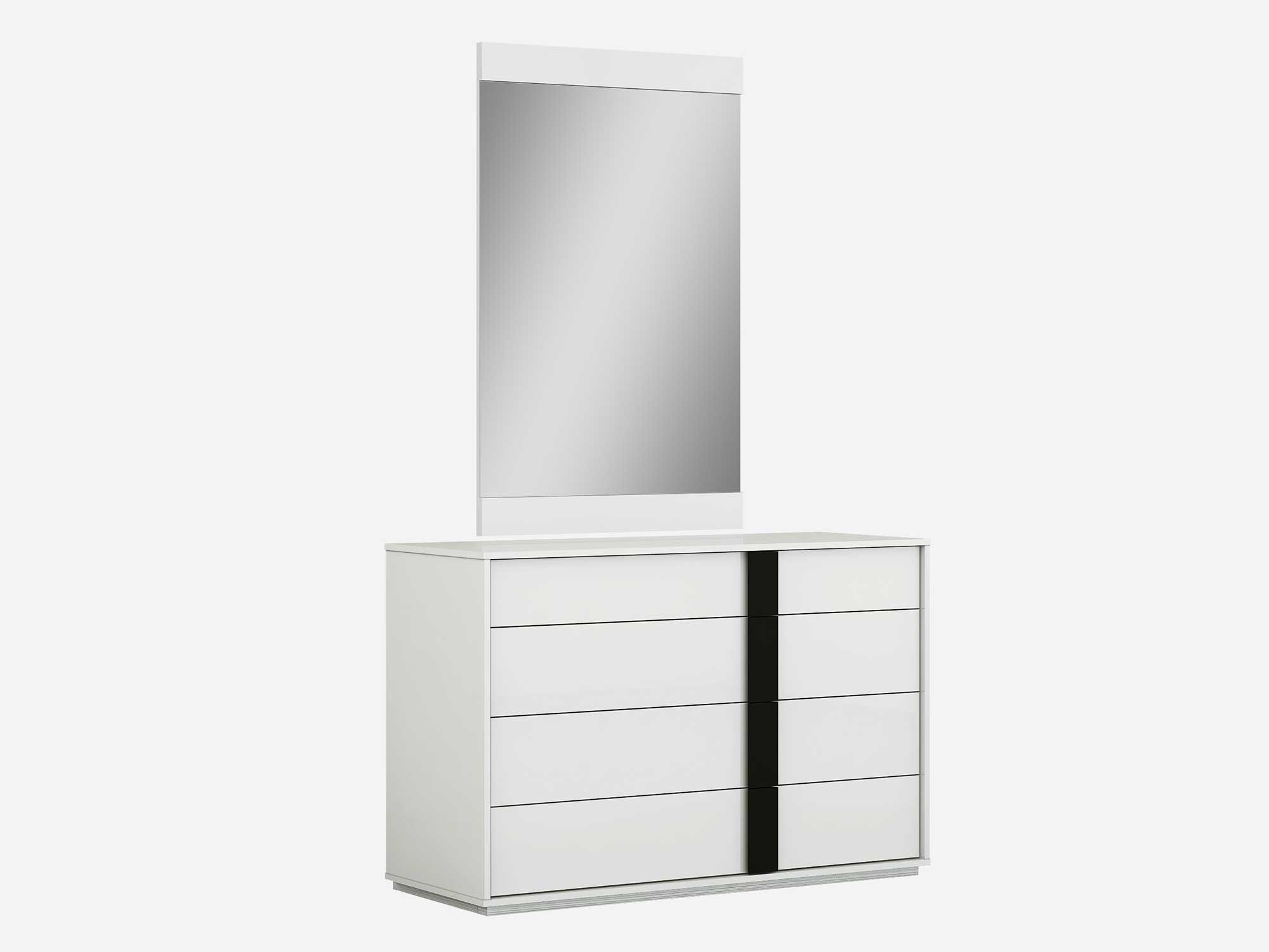 

    
Contemporary Glossy White Solid Wood Dresser WhiteLine DR1617-WHT/BLK Kimberly

