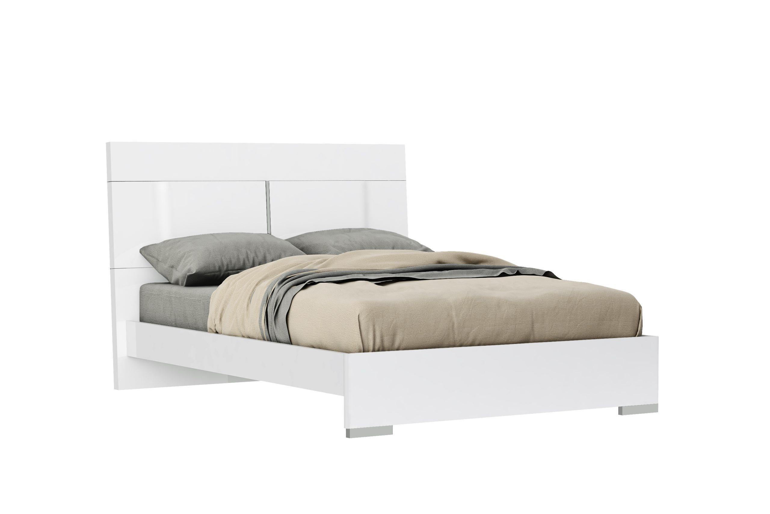 

    
Contemporary Glossy White Solid Wood King Bed WhiteLine BK1617-WHT Kimberly
