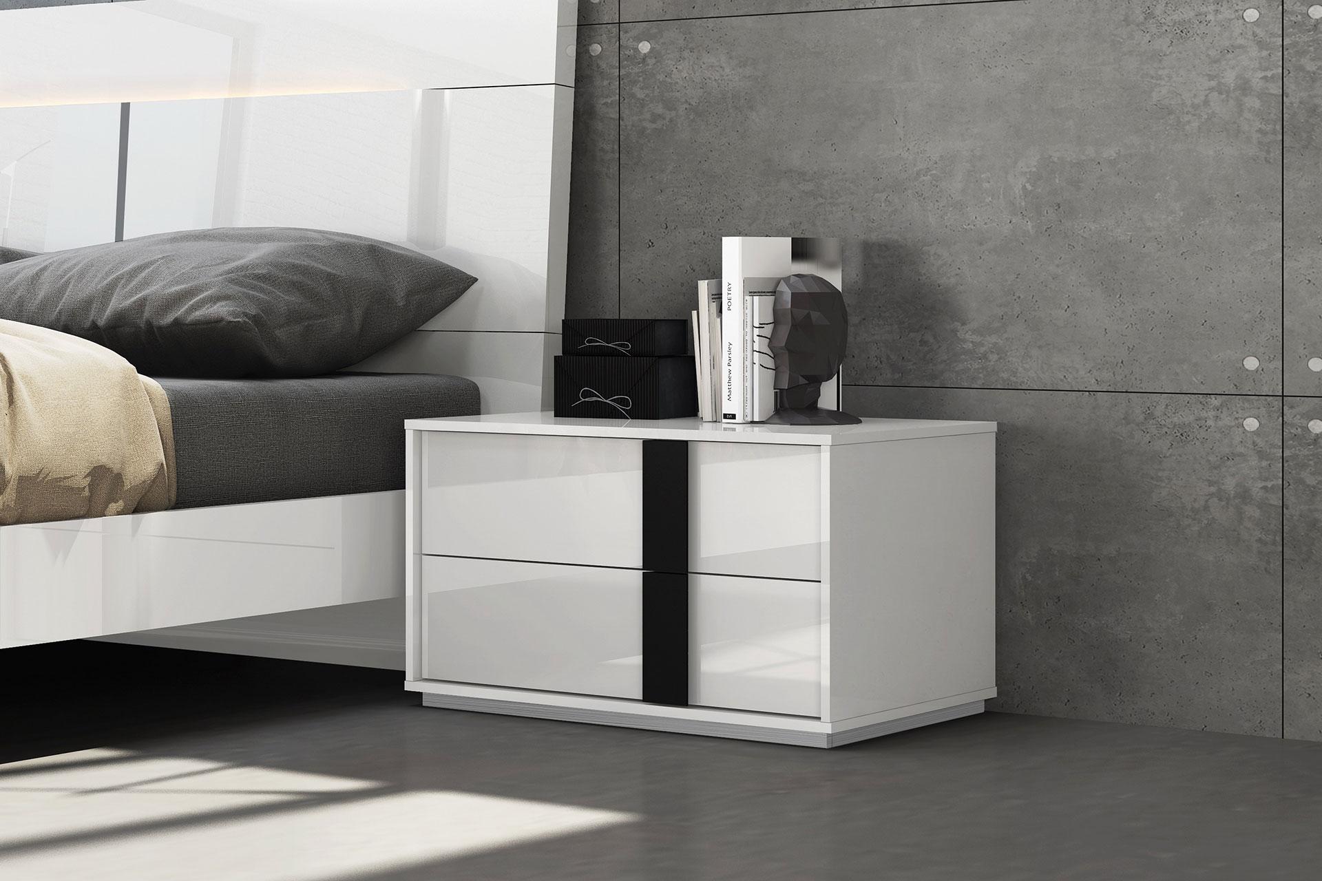 

    
Contemporary Glossy White Solid Wood Large Nightstand WhiteLine NS1617L-WHT/BLK Kimberly
