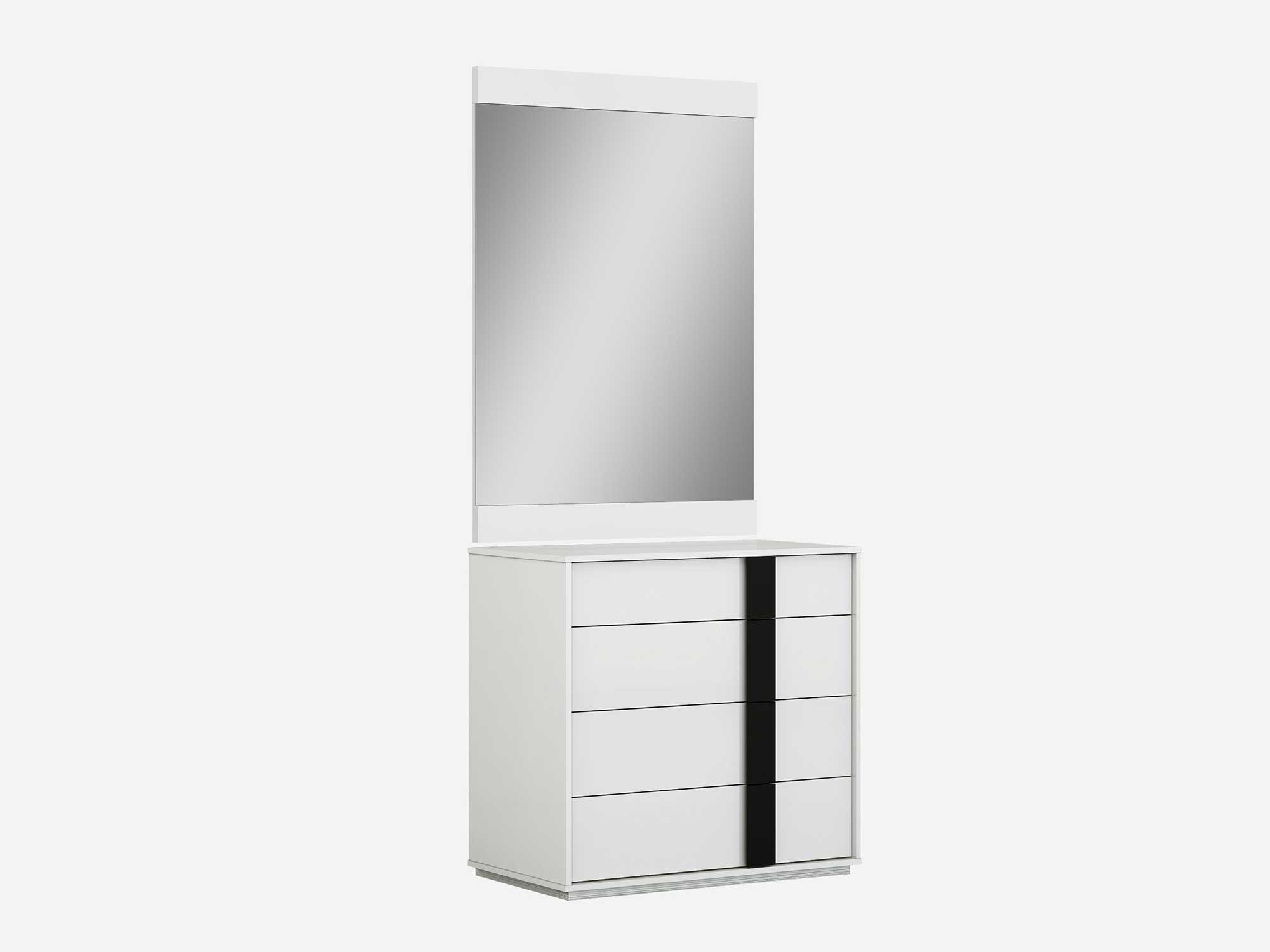 

    
Contemporary Glossy White Solid Wood Single Dresser WhiteLine DR1617S-WHT/BLK Kimberly
