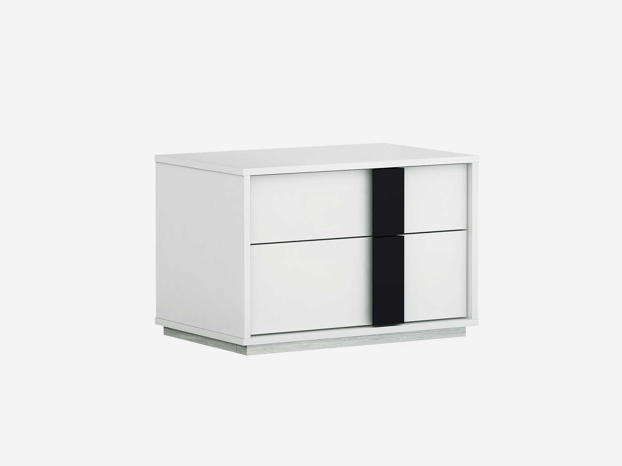 Contemporary Nightstand NS1617S-WHT/BLK Kimberly NS1617S-WHT/BLK in White 