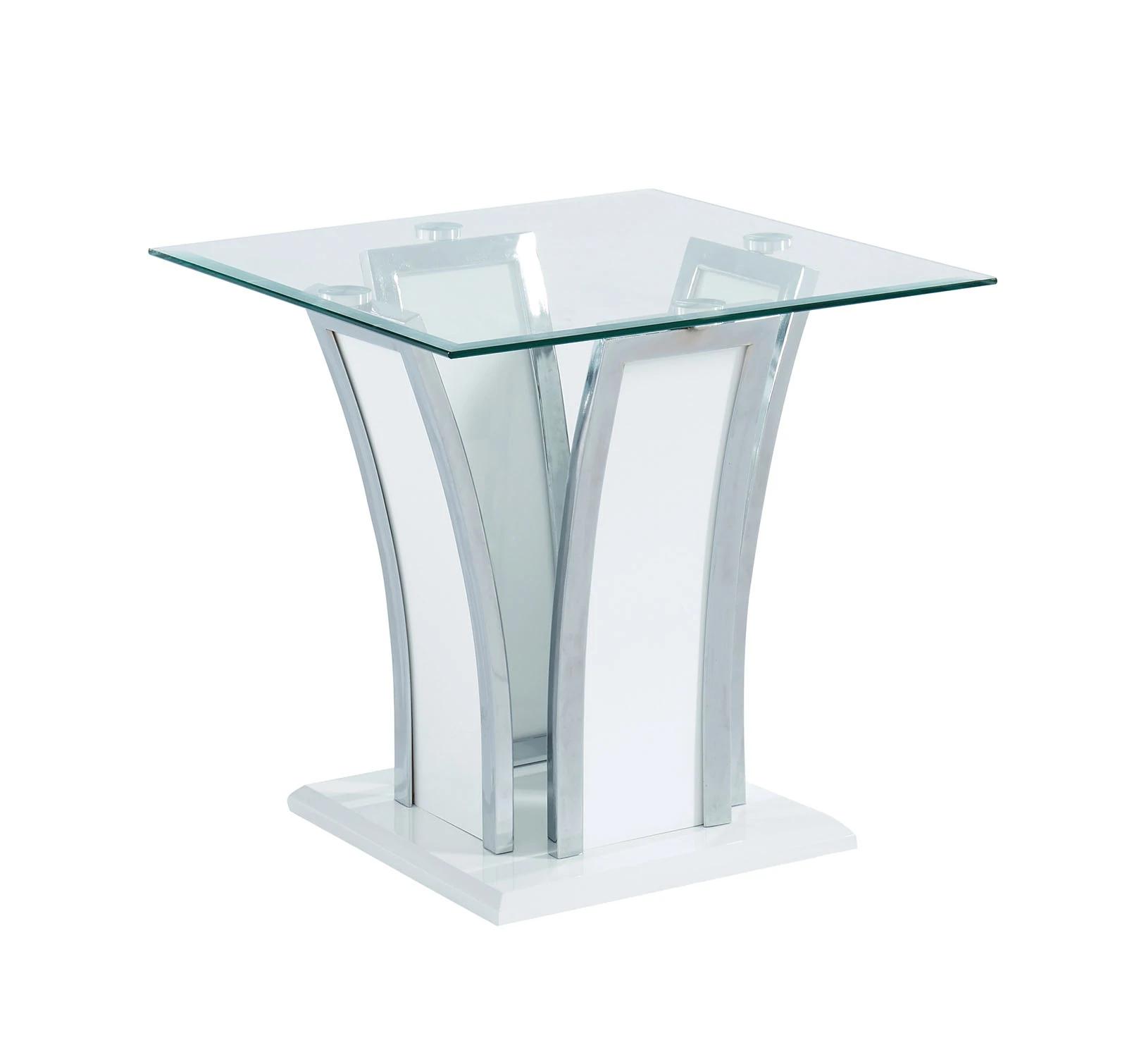 

    
Contemporary Glossy White Tempered Glass Top End Table Set 2pcs Furniture of America Staten
