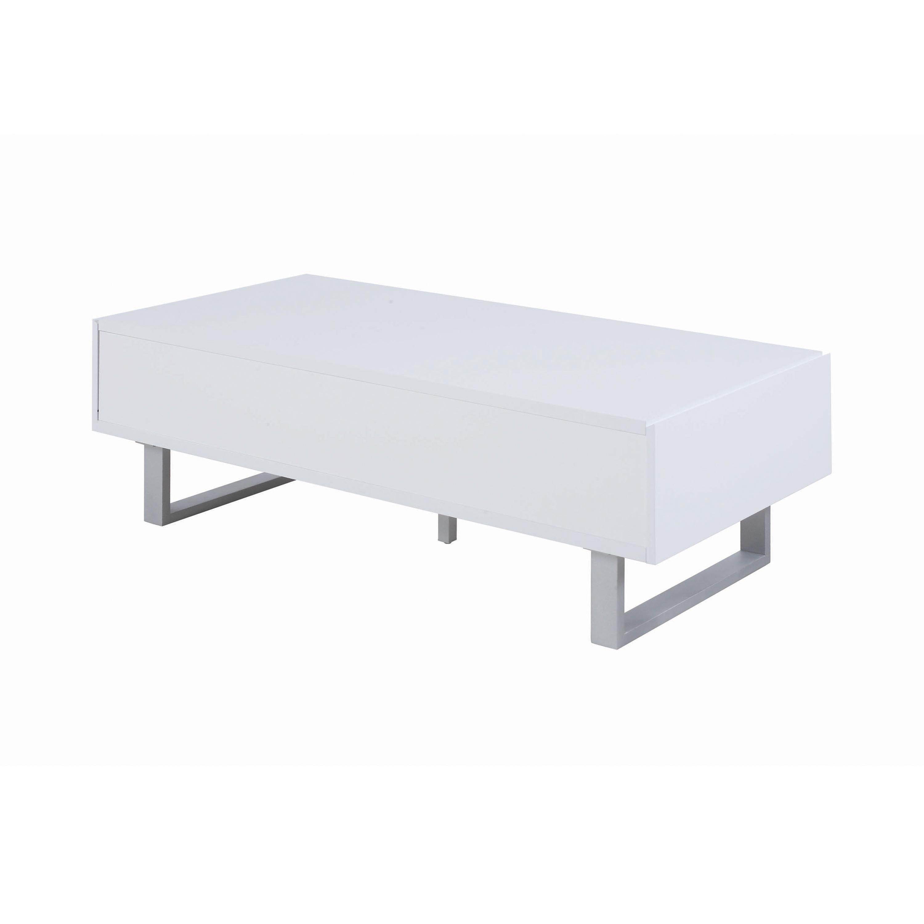 

    
Contemporary Glossy White Wood Coffee Table Coaster 705698
