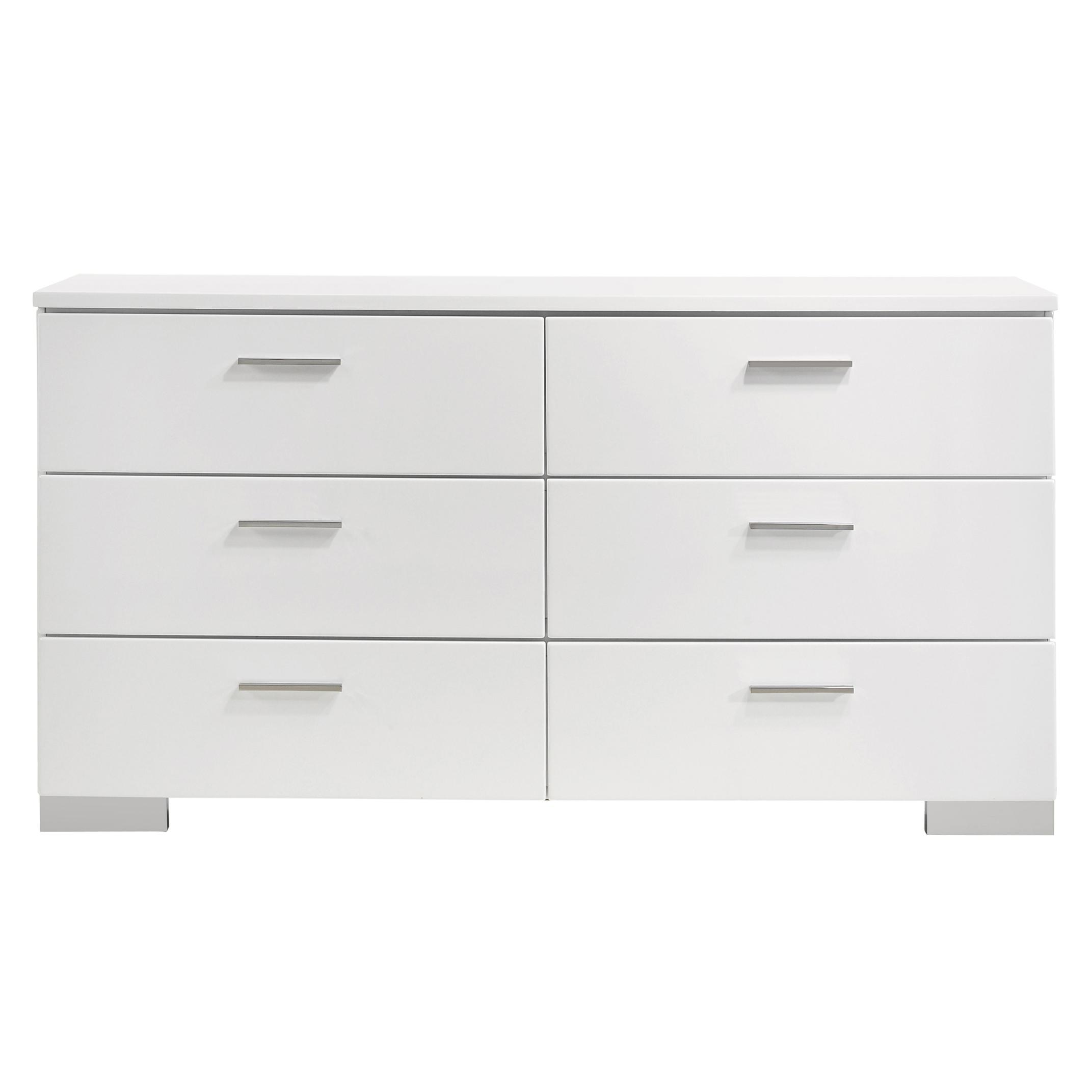 

    
Contemporary Glossy White Wood Dresser Coaster 203503 Felicity
