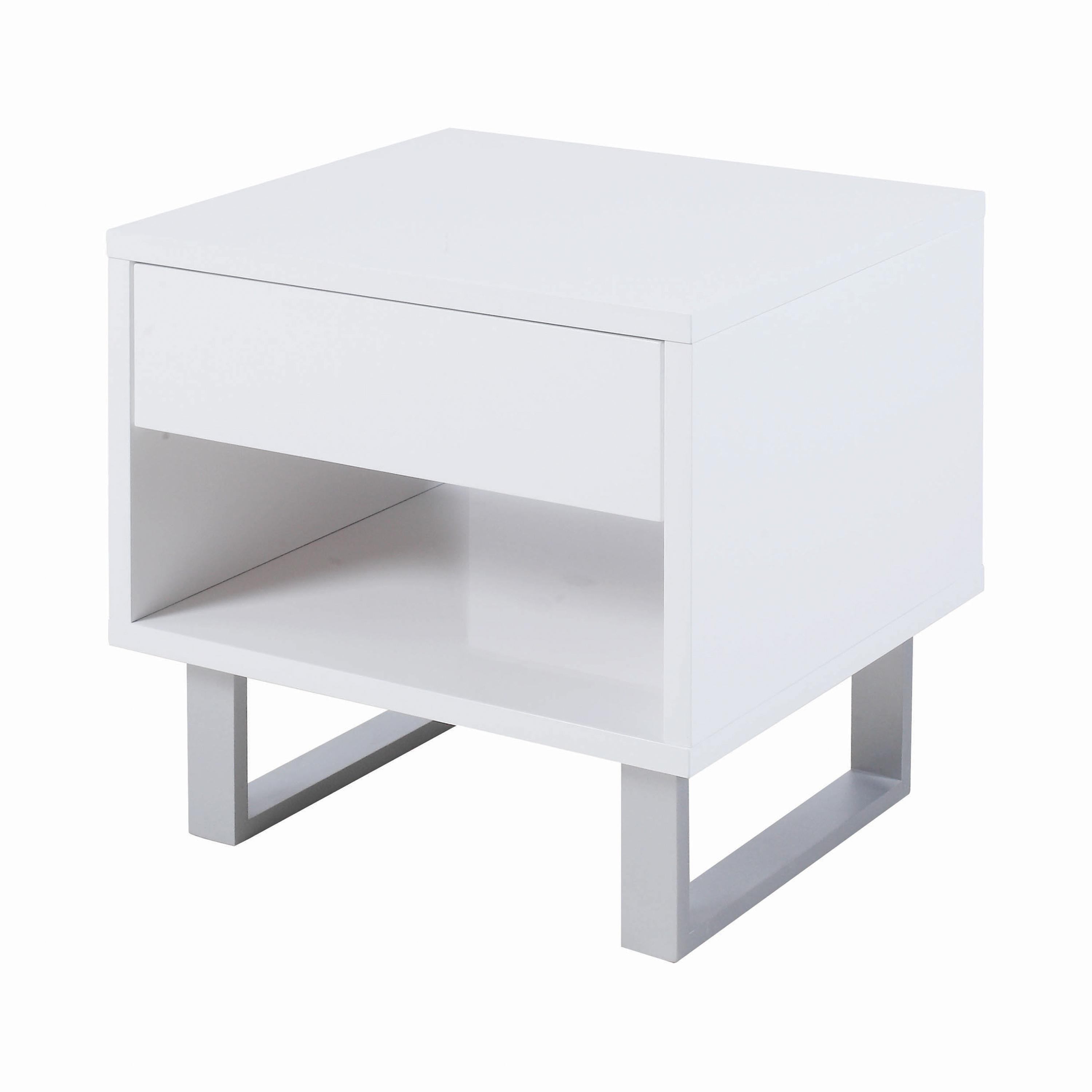 

    
Contemporary Glossy White Wood End Table Coaster 705697
