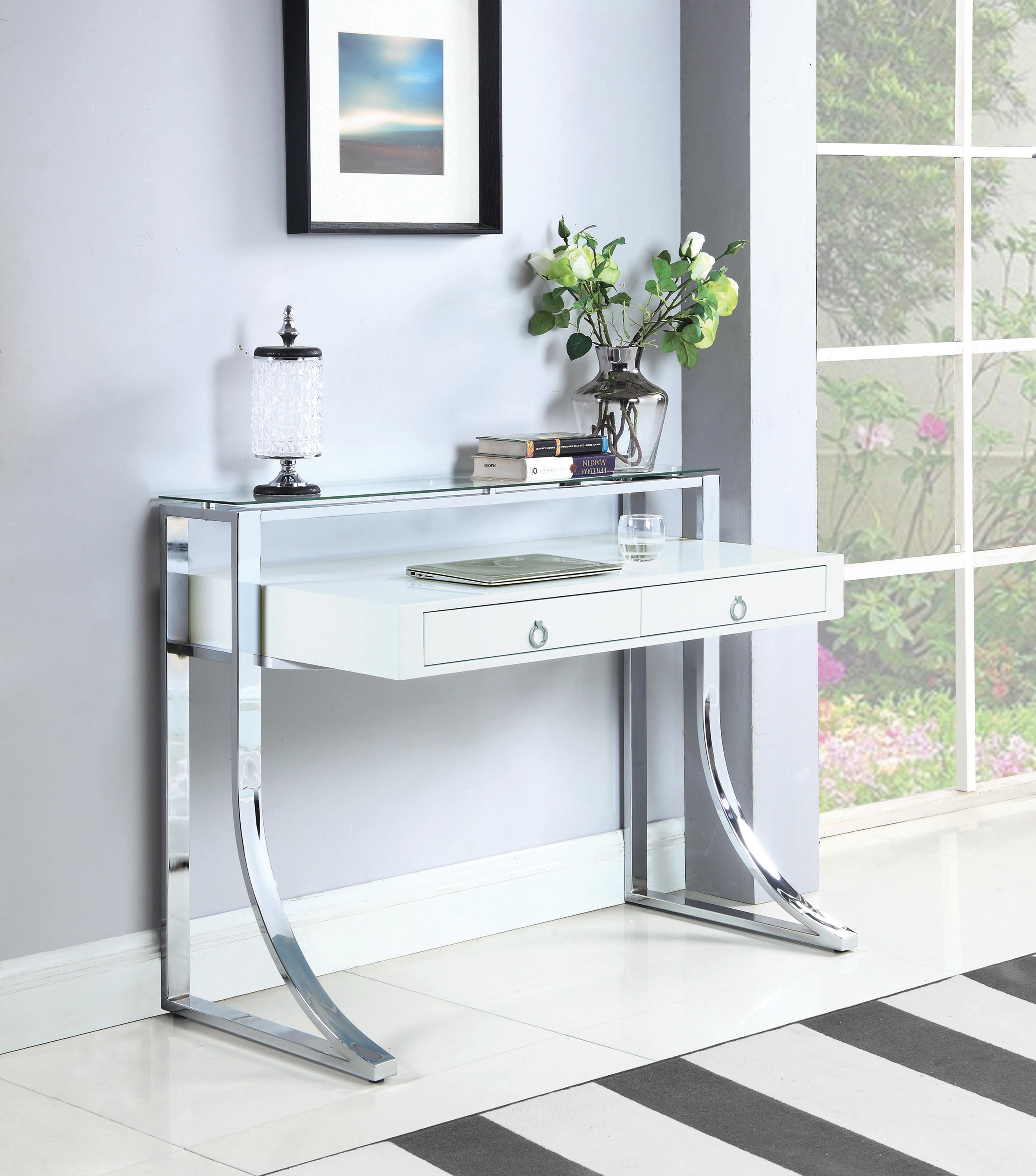 

                    
Buy Contemporary Glossy White Wood & Metal Writing Desk Coaster 802141 Gemma
