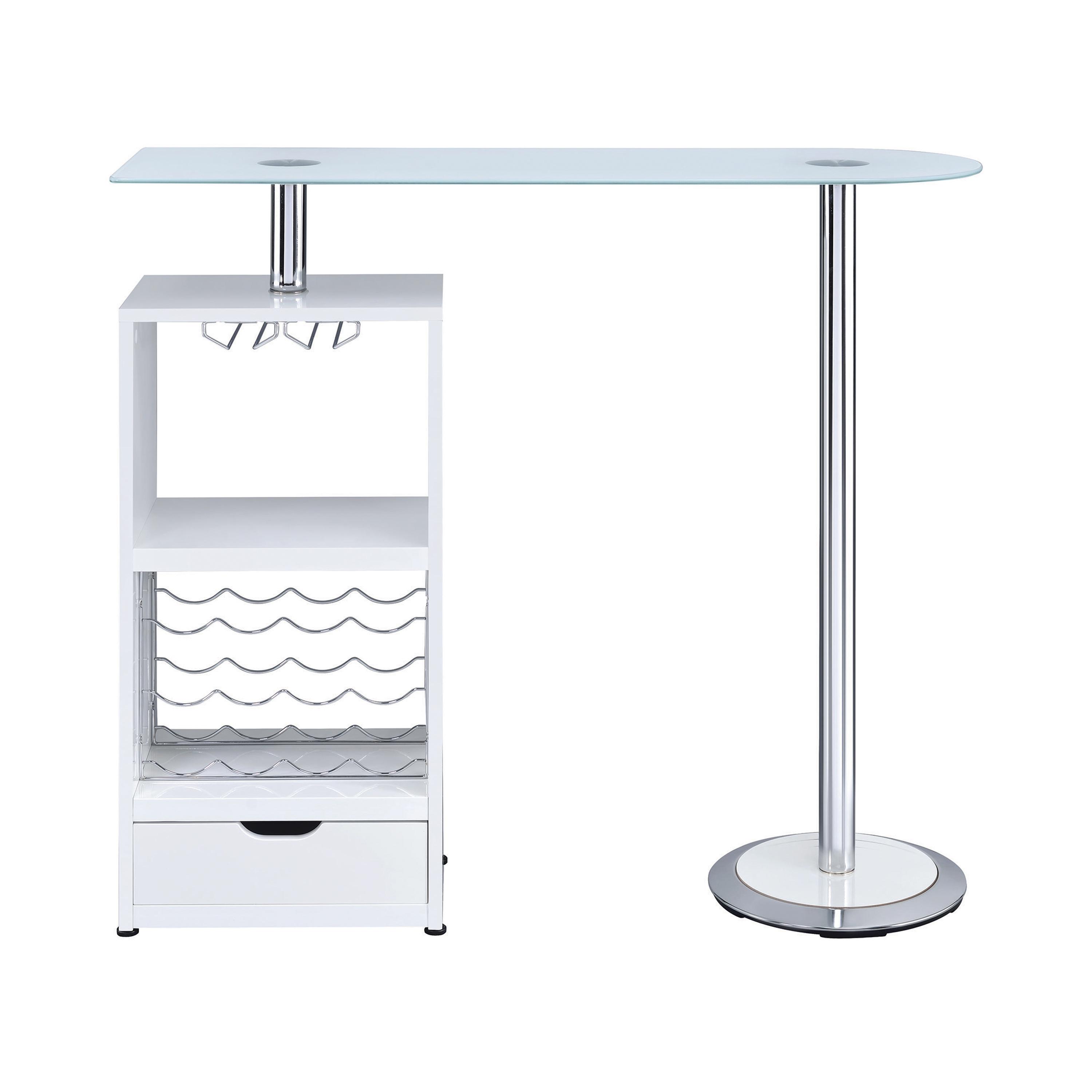 Contemporary Bar Table 120452 120452 in Chrome, White 