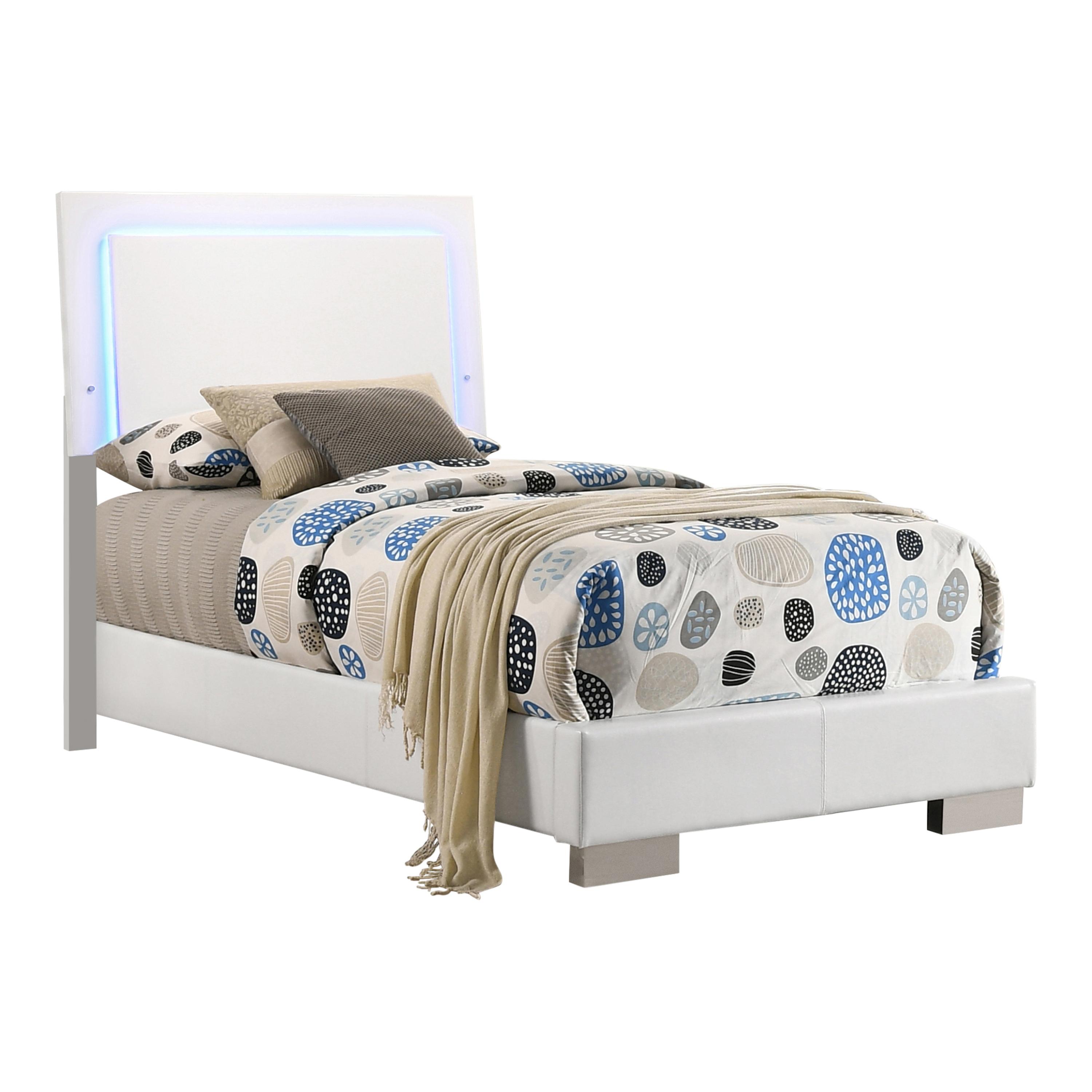 

    
Contemporary Glossy White Wood Twin Bedroom Set 6pcs Coaster 203500T Felicity
