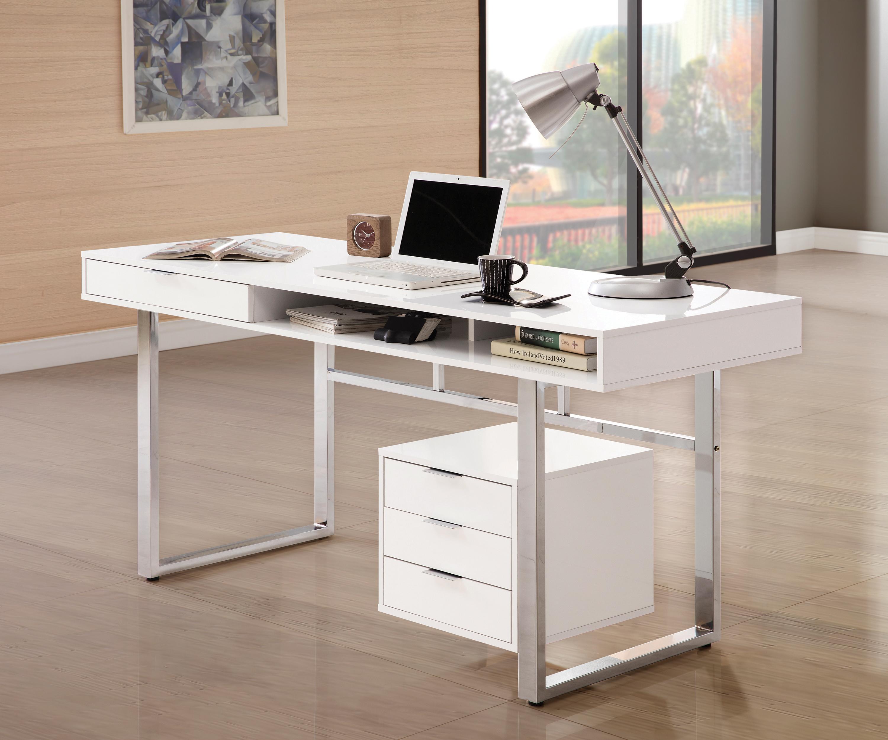 

    
800897 Contemporary Glossy White Wood Writing Desk Coaster 800897 Whitman
