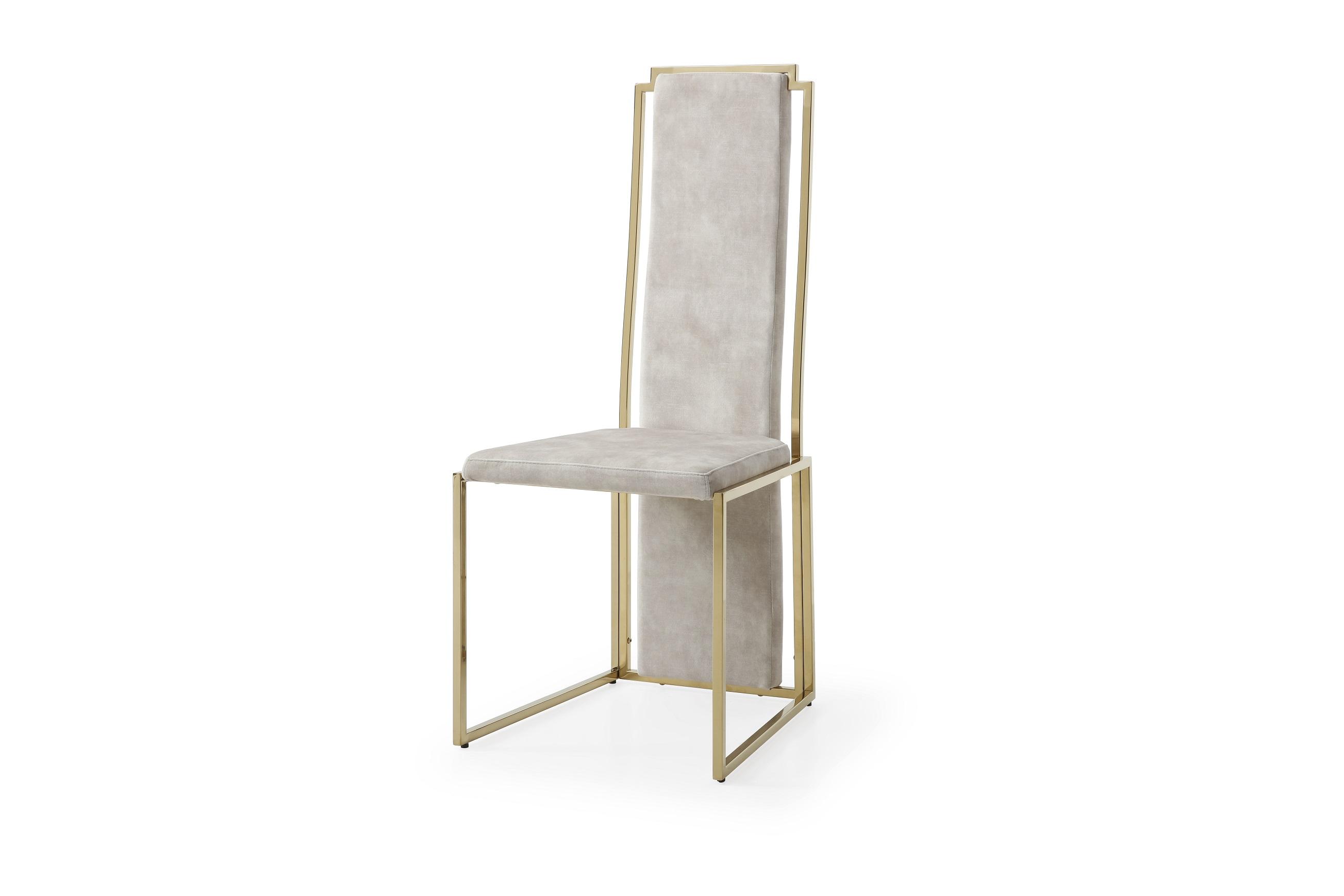 Contemporary Dining Chair Set DC1658F-BEI Sumo DC1658F-BEI in Gold, Beige Suede
