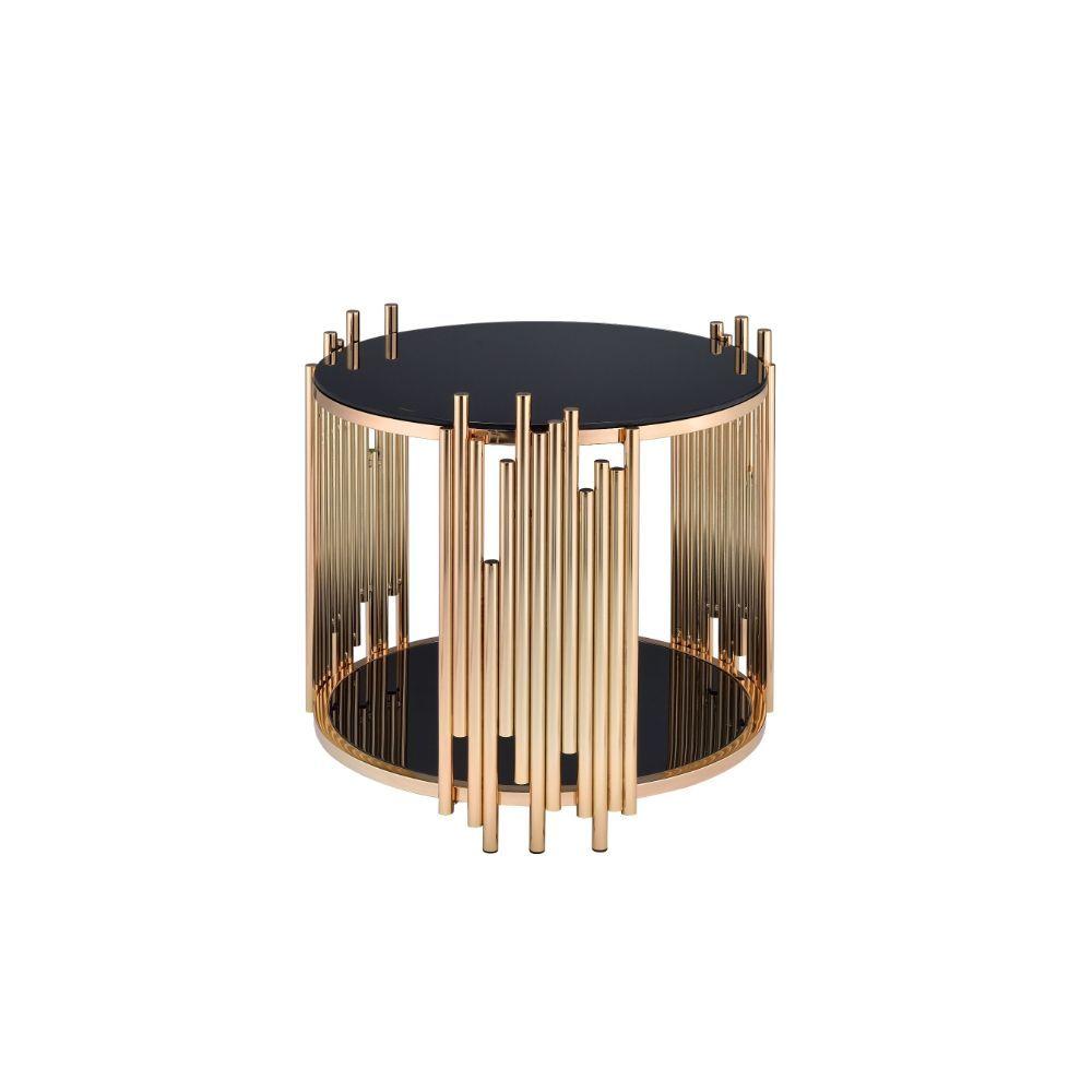 

    
Contemporary Gold & Black Glass End Table by Acme Tanquin 84492
