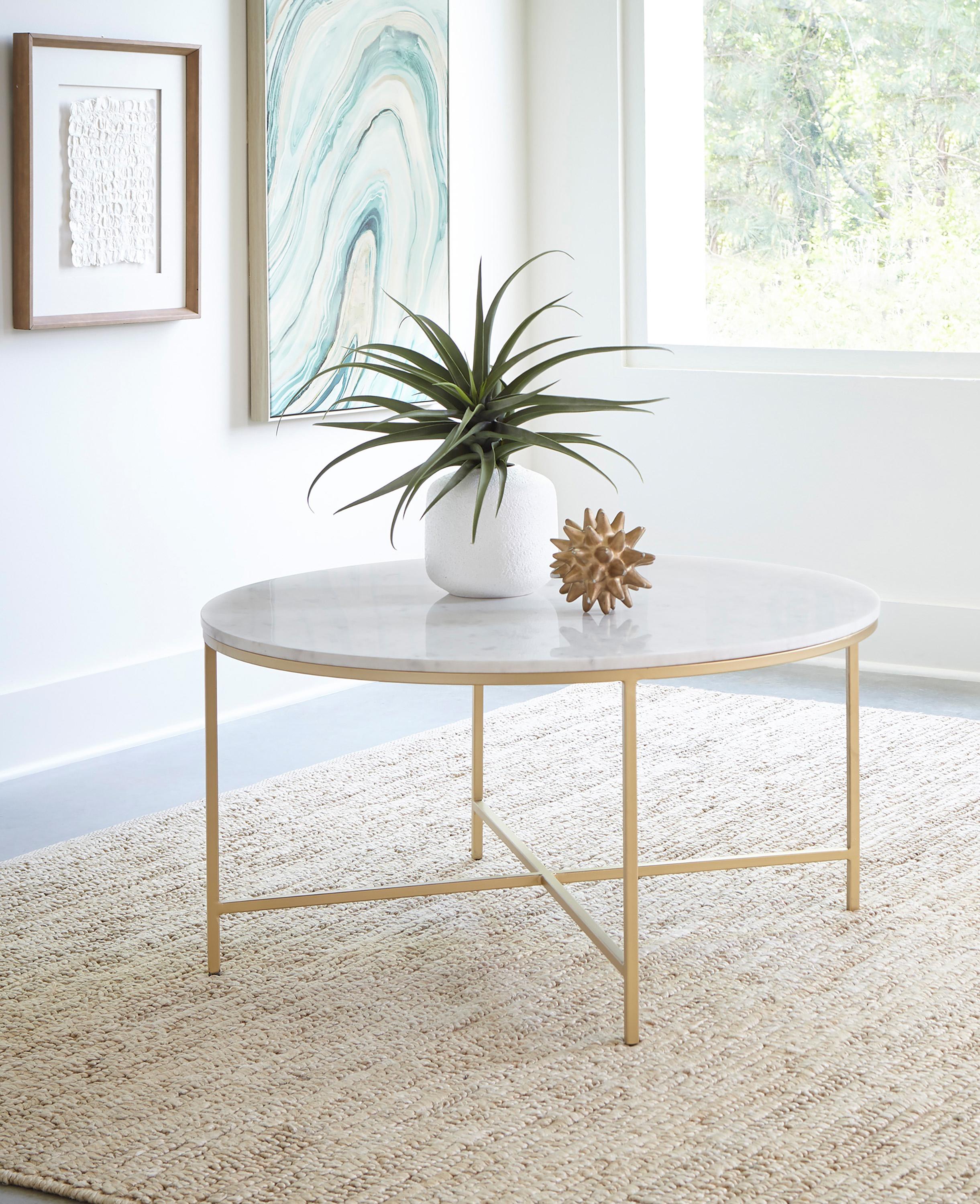 

                    
Coaster 723208-S2 Coffee Table Set White/Gold  Purchase 
