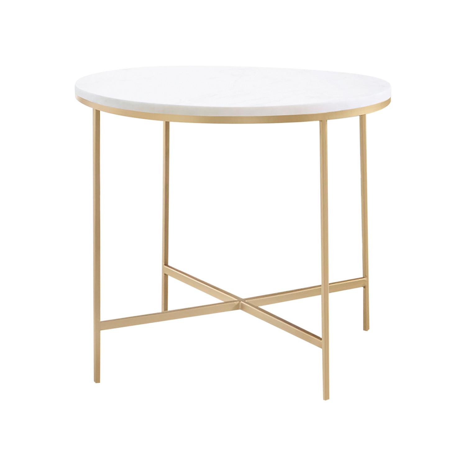 Contemporary End Table 723207 723207 in White, Gold 