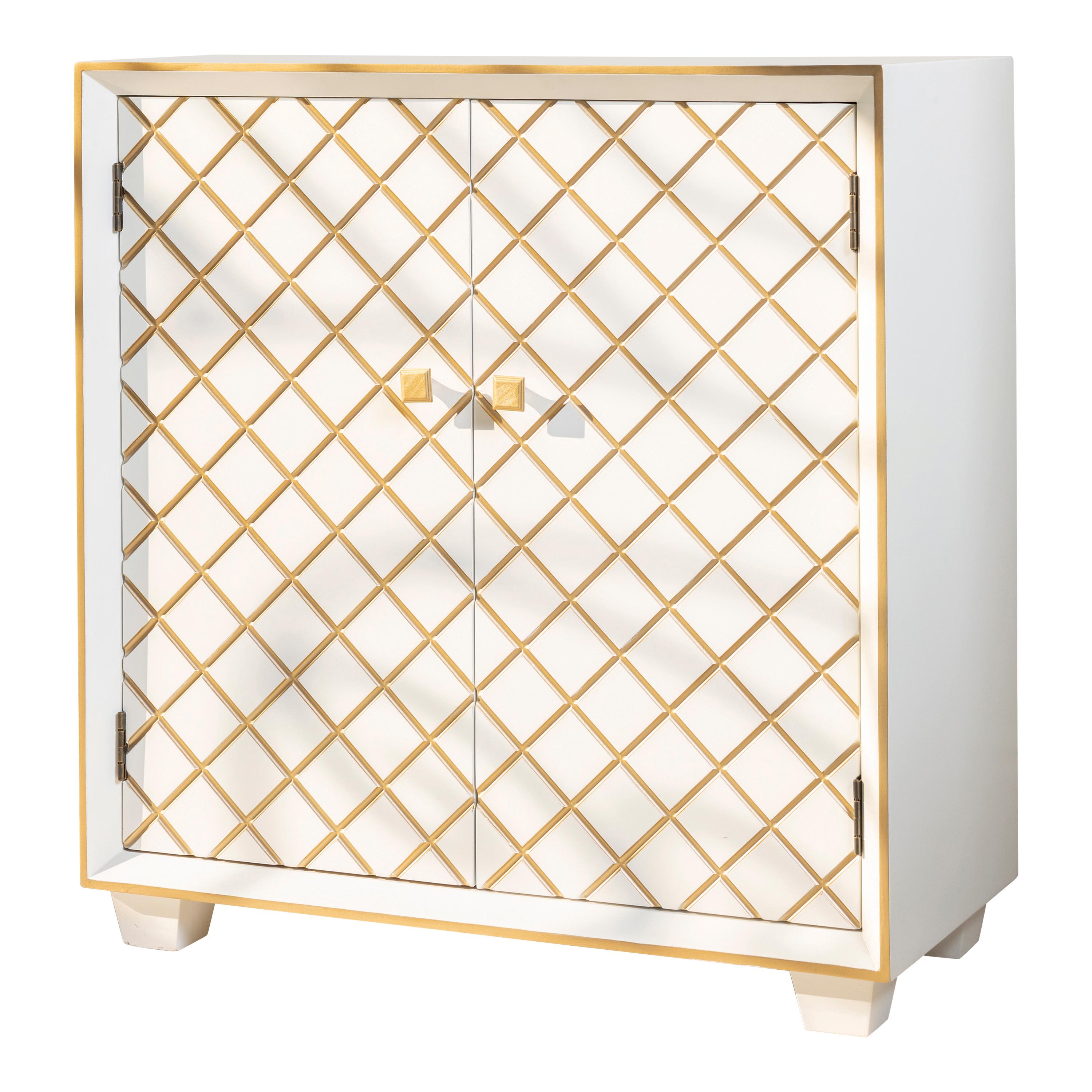 Contemporary Accent Cabinet 953286 953286 in White, Gold 