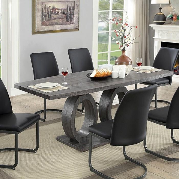 

                    
Furniture of America CM3918-Set-5 Saskia Dining Table Set Gray Leatherette Purchase 
