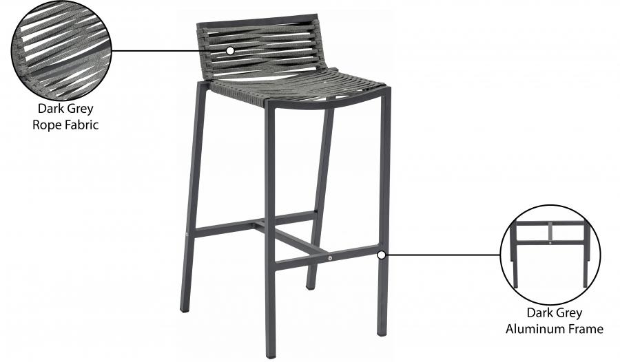 

                    
Buy Contemporary Gray Aluminium Patio Barstool Set 2PCS Meridian Furniture Maldives 344Grey-C-2PCS
