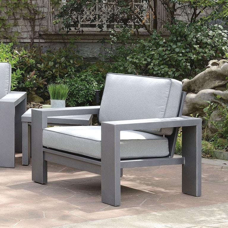 Contemporary Outdoor Arm Chair CM-OS1883-CH-2PK Ballyshannon CM-OS1883-CH-2PK in Gray Fabric
