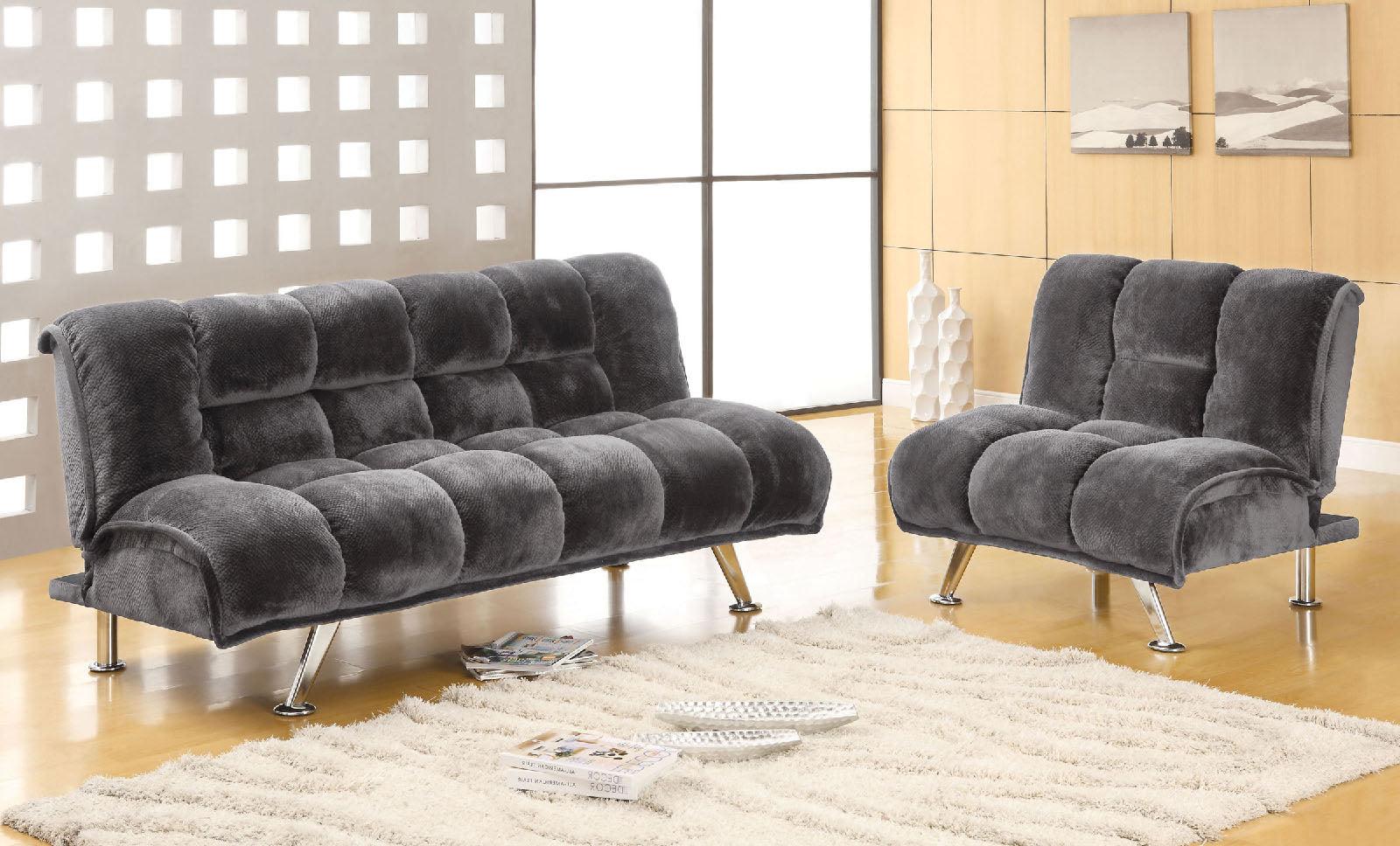 Contemporary Futon Sofa and Chair CM2904GY-2PC Marbelle CM2904GY-2PC in Gray 