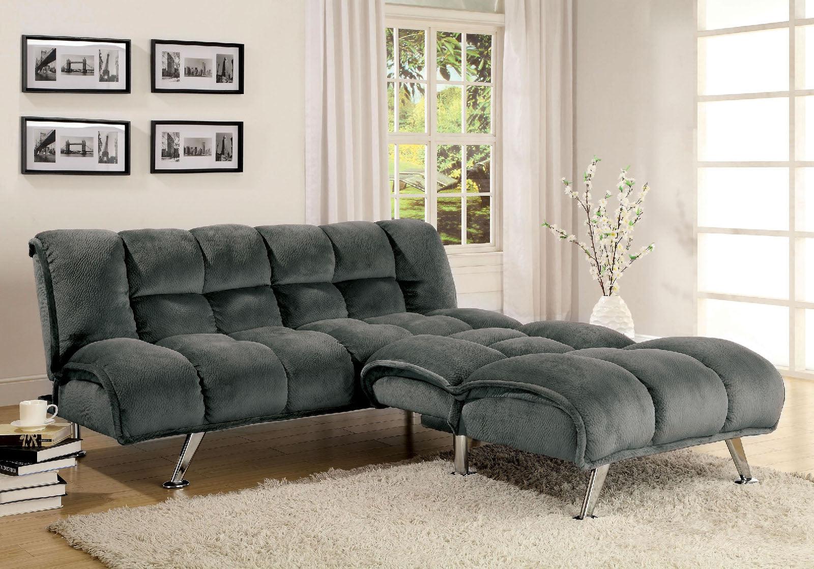 

    
Contemporary Gray Champion Fabric Futon Sofa and Chair Furniture of America Marbelle
