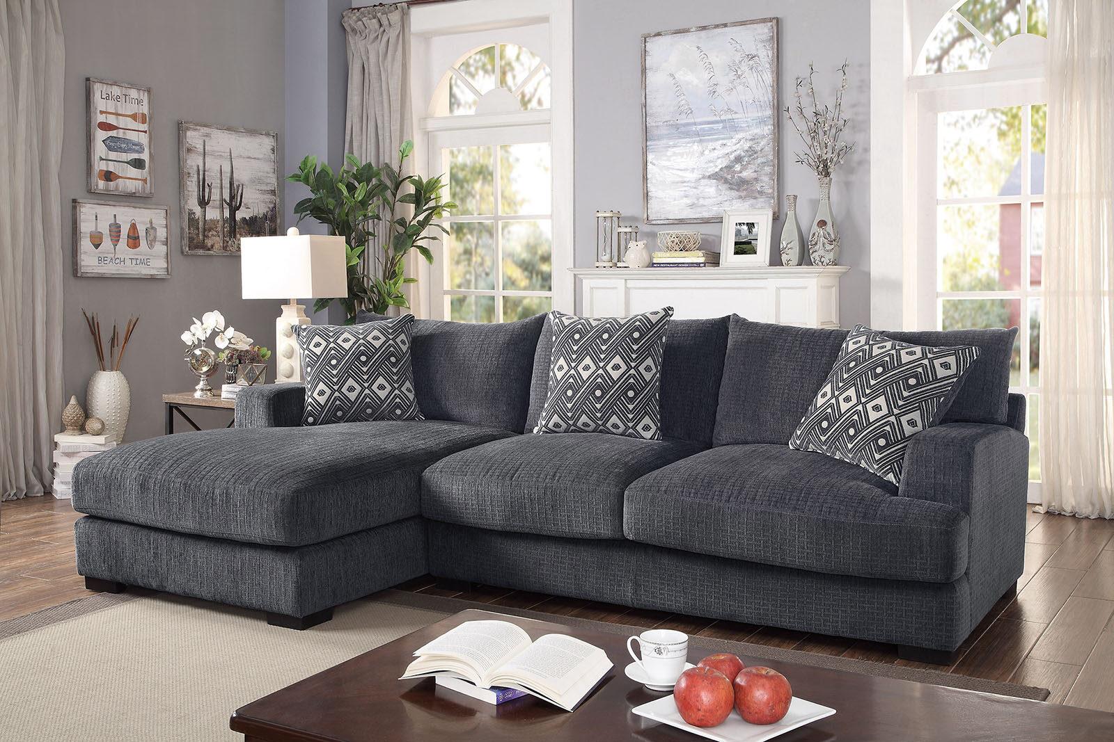 

    
Contemporary Gray Chenille L-Shaped Sectional Furniture of America CM6587-SECT-L Kaylee

