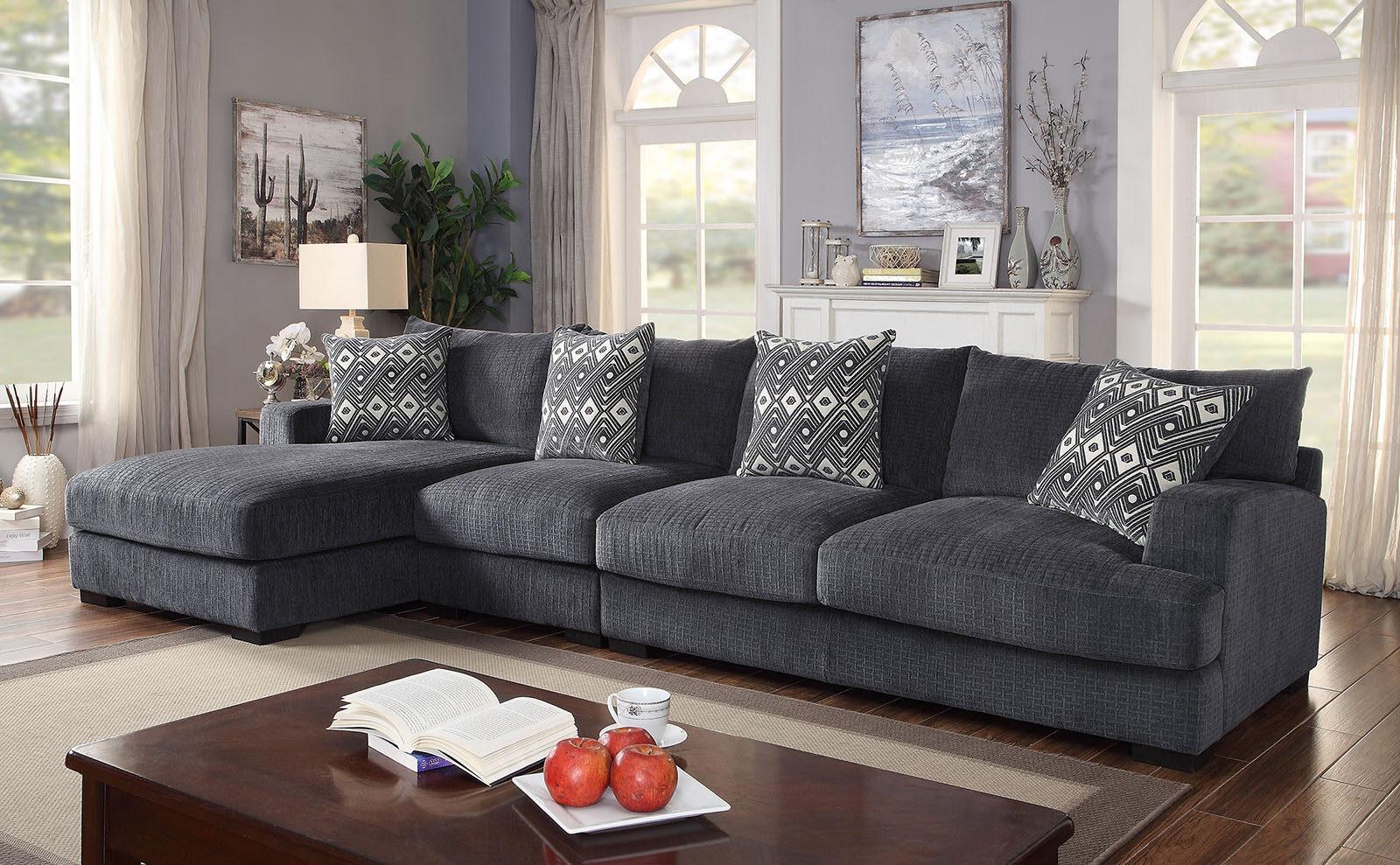 

    
Contemporary Gray Chenille Large L-Shaped Sectional Furniture of America CM6587-SECT-LL Kaylee
