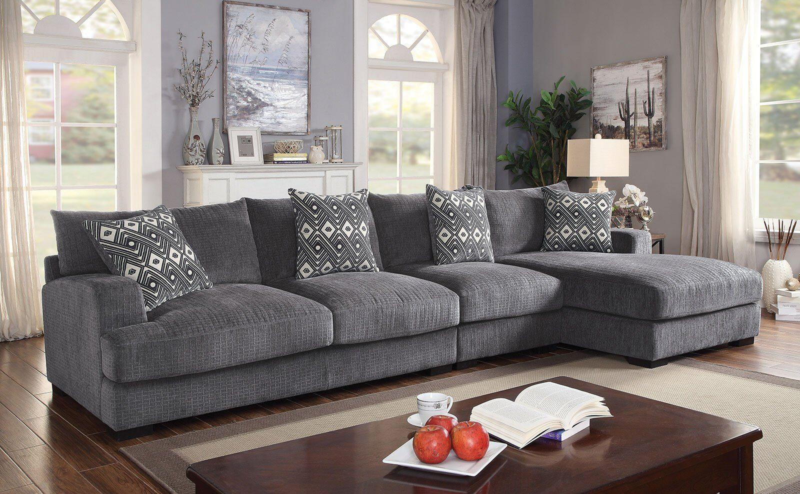 Contemporary Sectional Sofa CM6587-SECT-LL-R Kaylee CM6587-SECT-LL-R in Gray Chenille