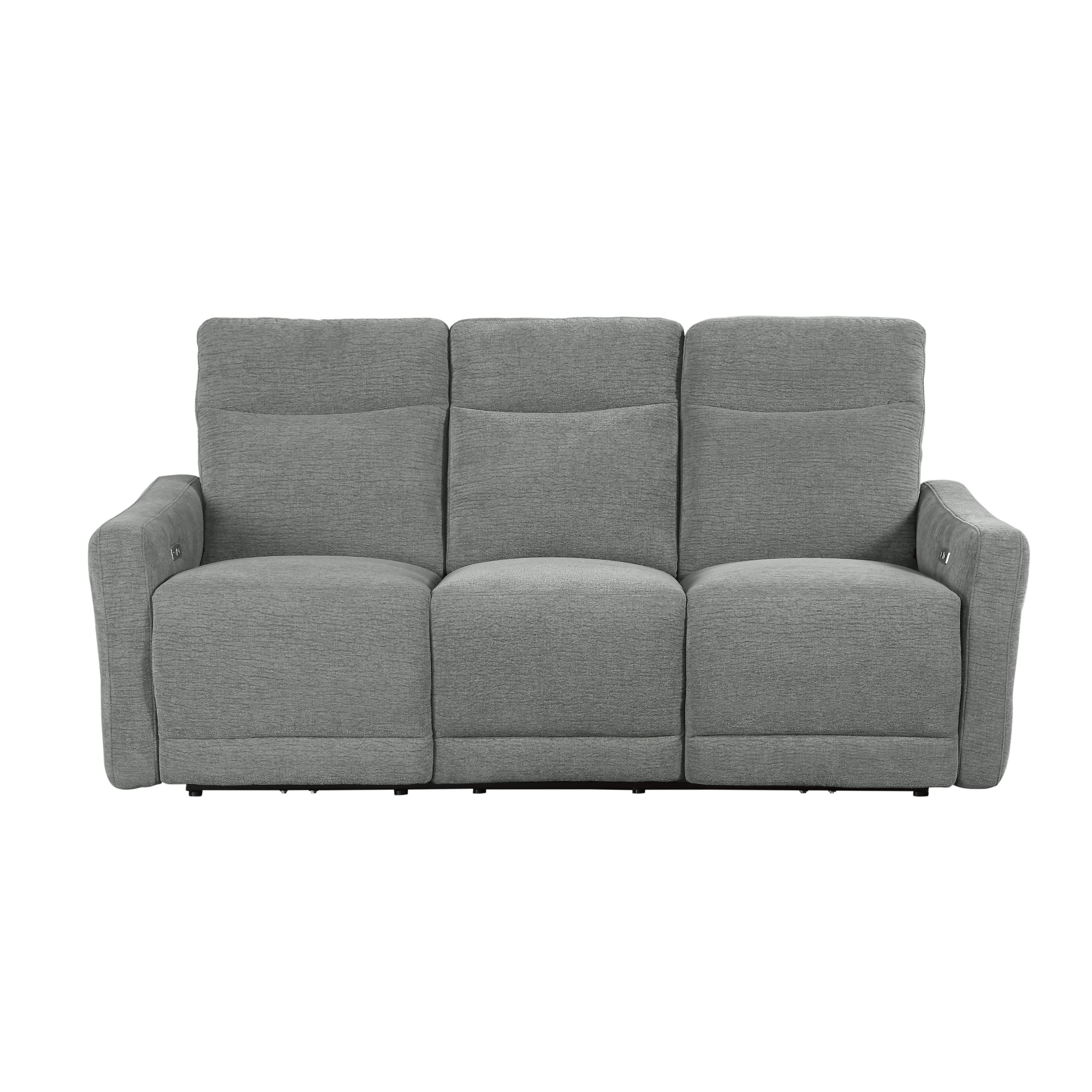 

    
Contemporary Gray Chenille Power Reclining Sofa Homelegance 9804DV-3PWH Edition
