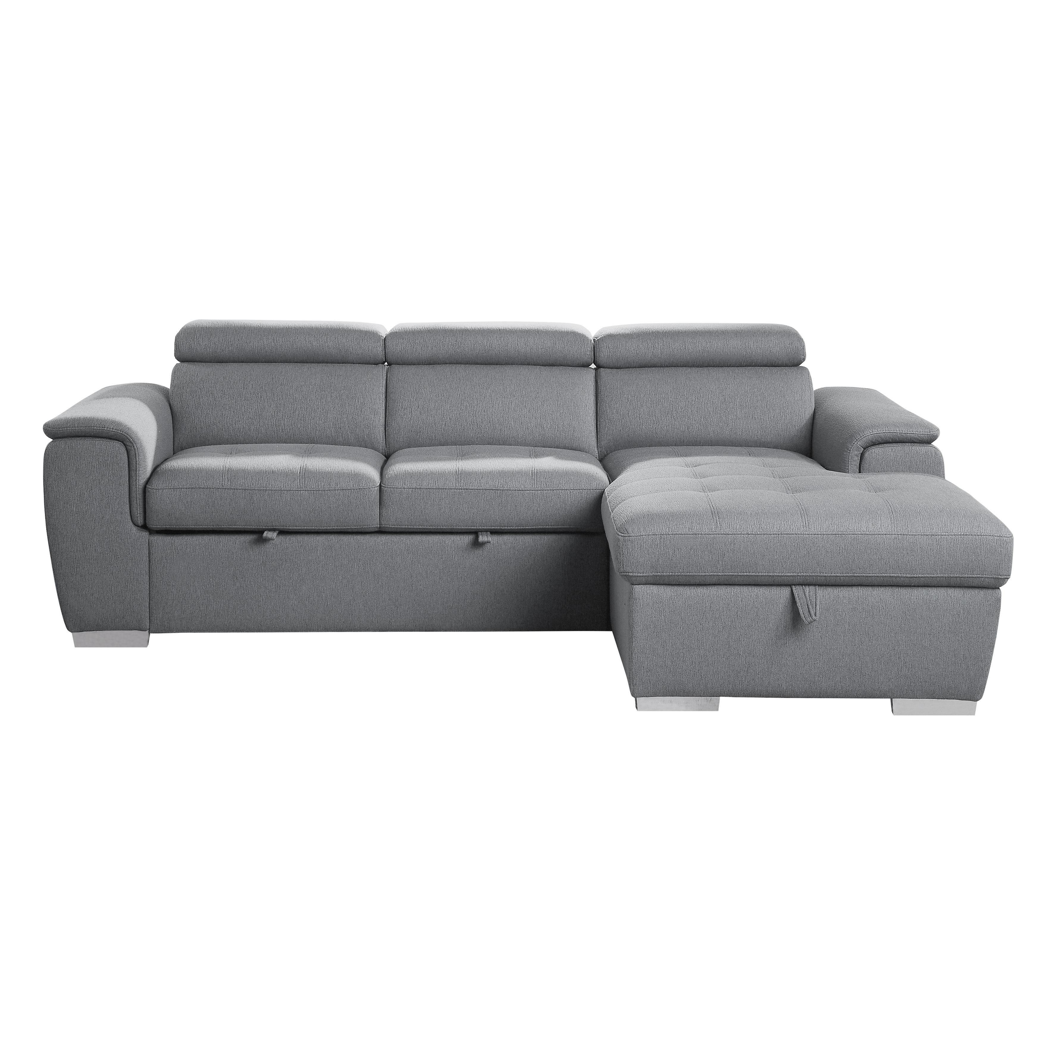 Contemporary Sectional 9355GY*22LRC Berel 9355GY*22LRC in Gray Chenille