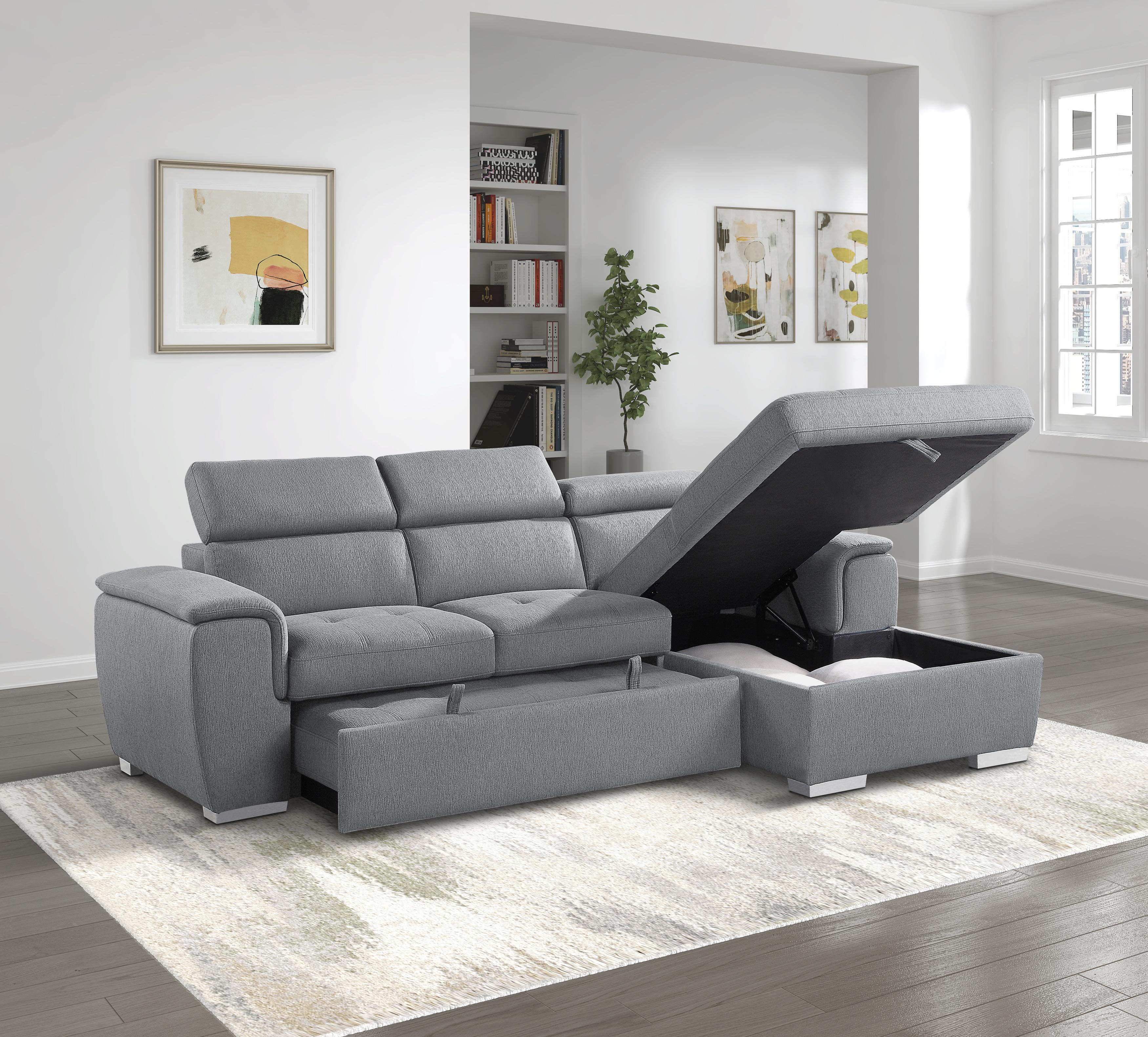 

                    
Buy Contemporary Gray Chenille 2-Piece Sectional Homelegance 9355GY*22LRC Berel
