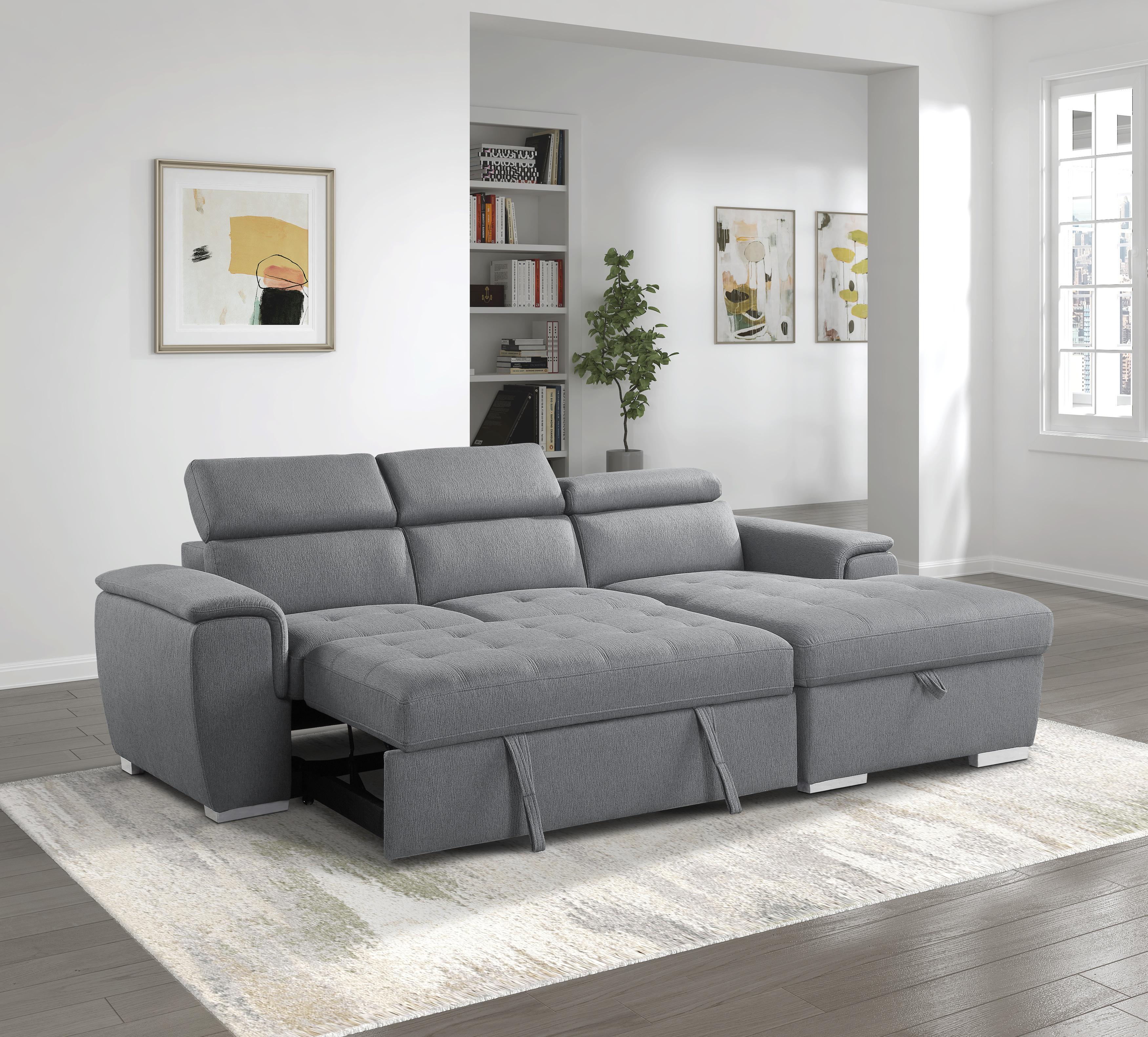 

    
 Order  Contemporary Gray Chenille 2-Piece Sectional Homelegance 9355GY*22LRC Berel
