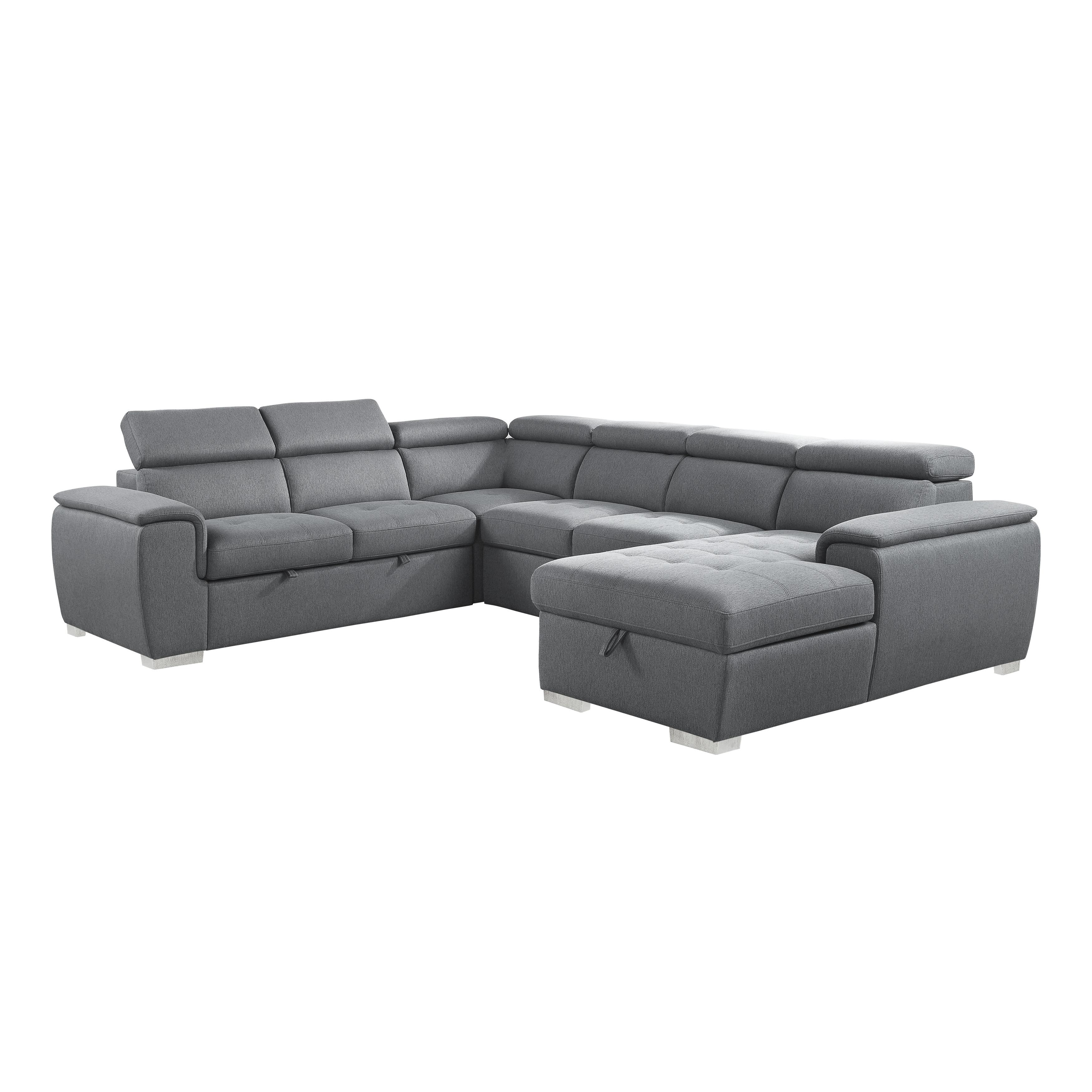 

    
Contemporary Gray Chenille 4-Piece Sectional Homelegance 9355GY*42LRC Berel
