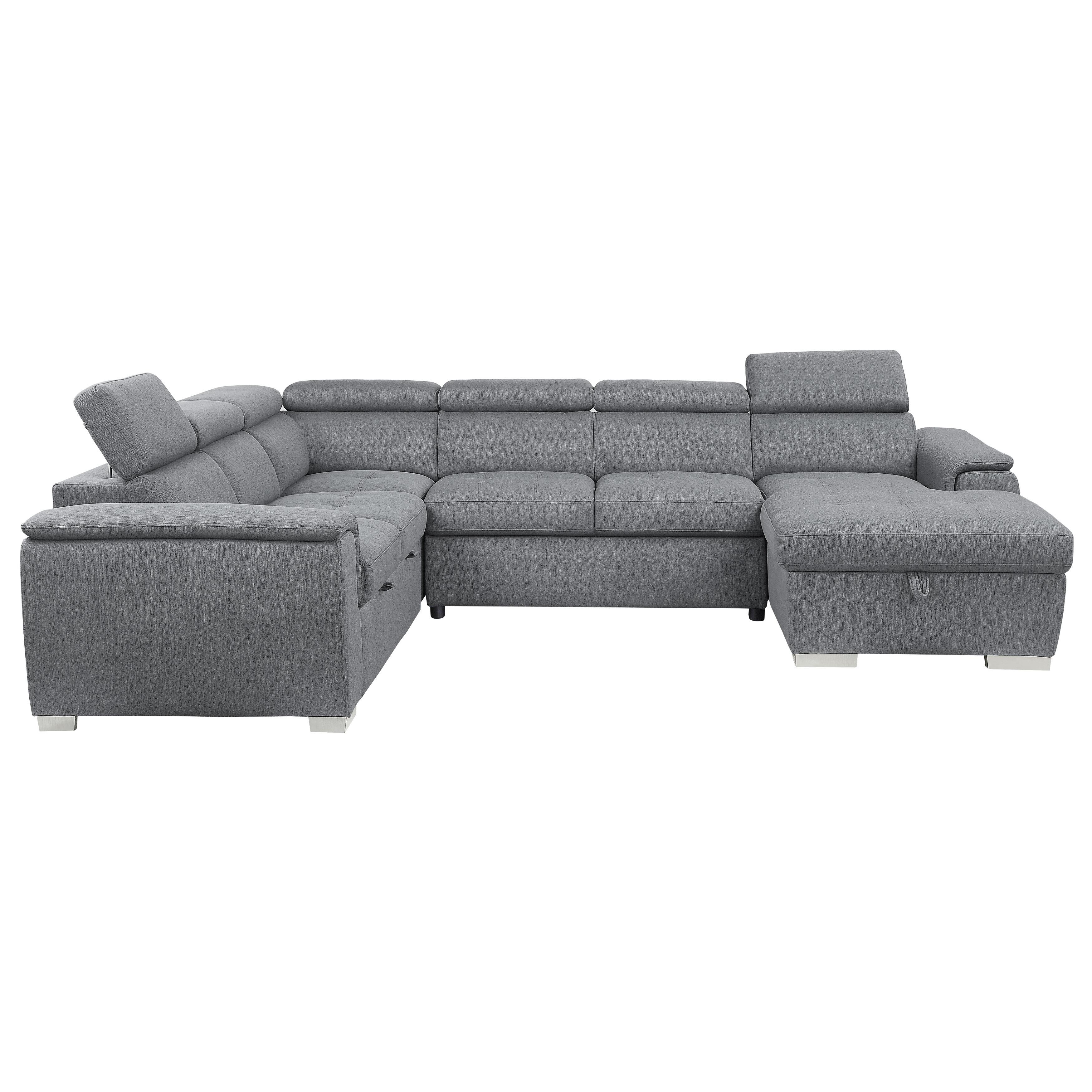 Contemporary Sectional 9355GY*42LRC Berel 9355GY*42LRC in Gray Chenille