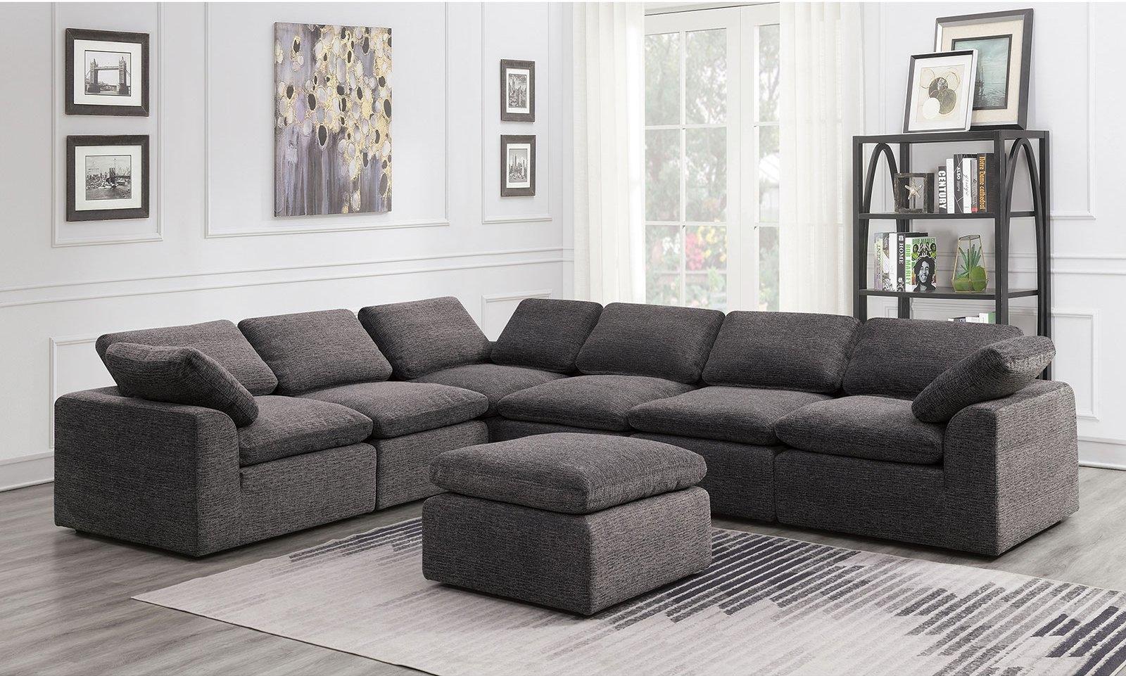 Contemporary Sectional Sofa CM6974GY-6SEAT Joel CM6974GY-6SEAT in Gray Chenille
