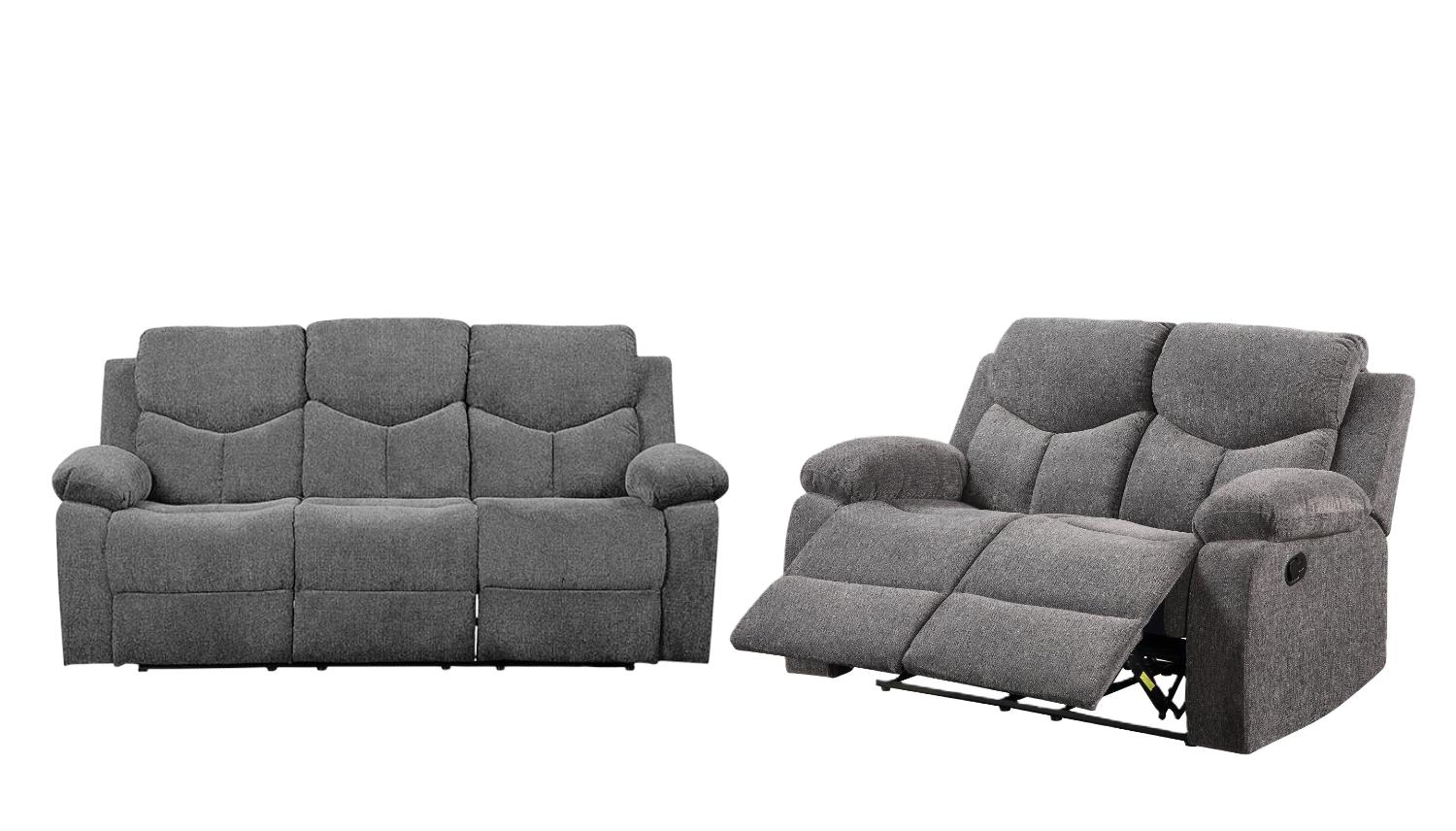 

    
Contemporary Gray Chenille Sofa + Loveseat by Acme Kalen 55440-2pcs
