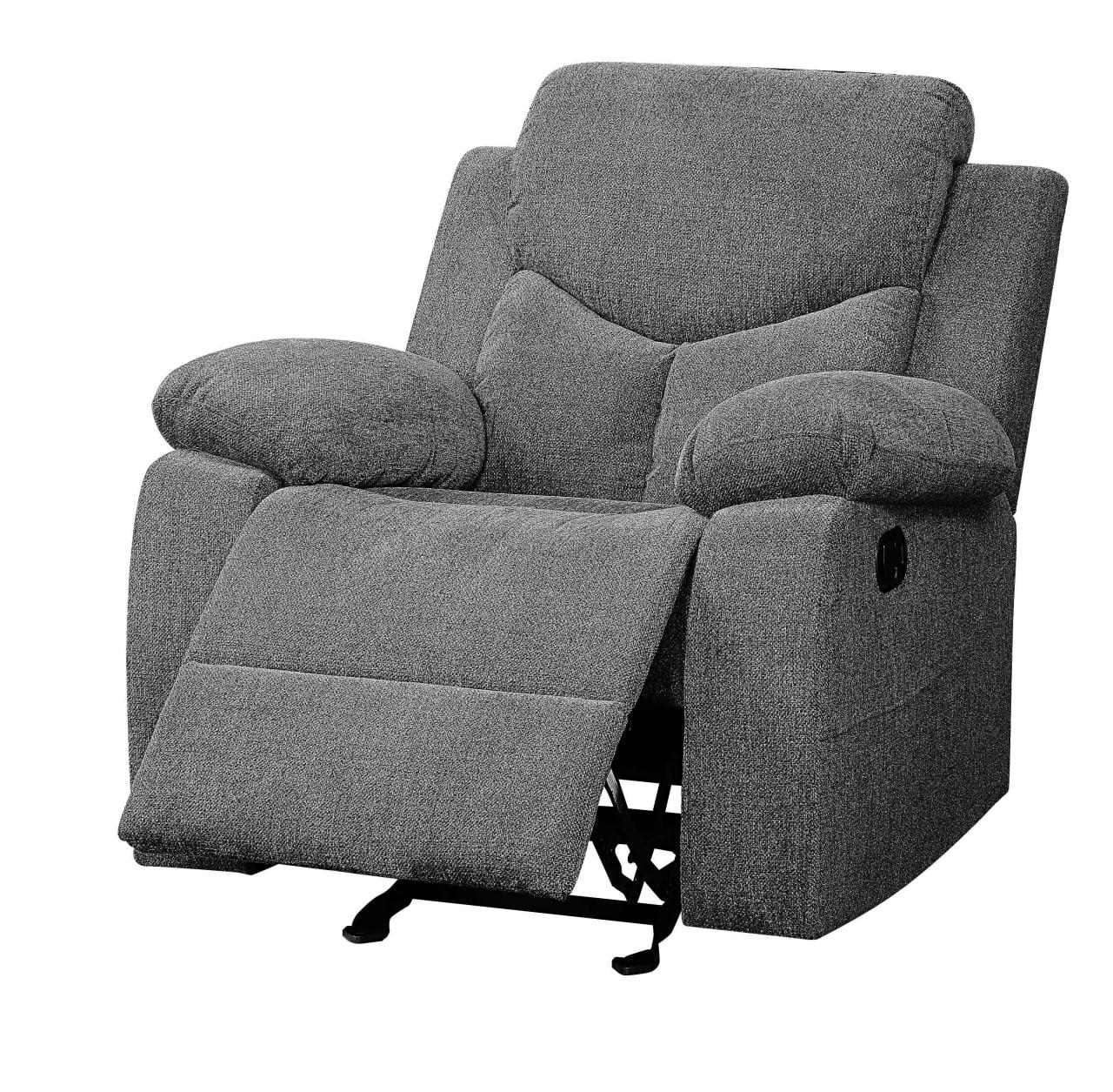 

    
55440-3pcs Contemporary Gray Chenille Sofa + Loveseat w/Console + Recliner by Acme Kalen 55440-3pcs
