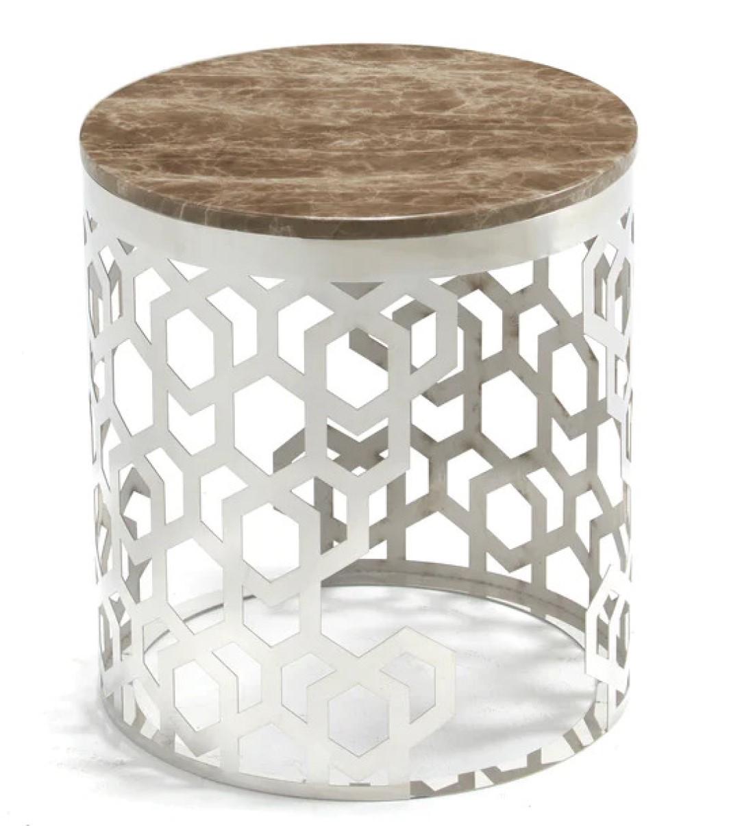 

    
Contemporary Gray/Chrome Faux Marble End Table McFerran T1019 T1019-E
