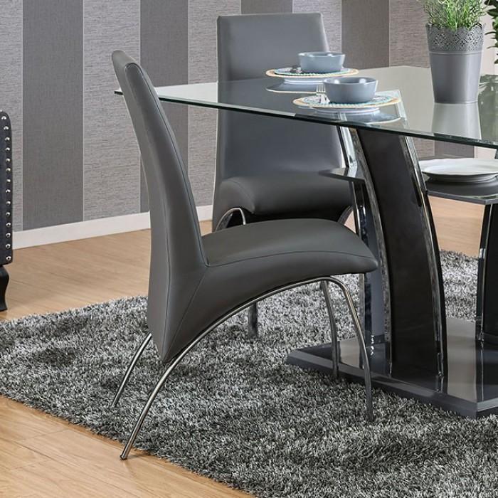 Contemporary Dining Chair Set CM8370GY-SC-2PK Wailoa CM8370GY-SC-2PK in Gray Leatherette