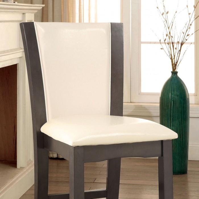 Contemporary Dining Chair Set CM3710GY-PC-2PK Manhattan CM3710GY-PC-2PK in Gray Leatherette