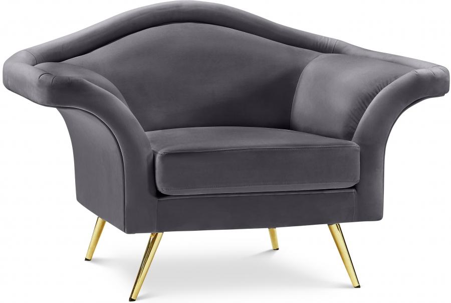 Contemporary Chair Lips Chair 607Grey-C 607Grey-C in Gray Soft Velvet