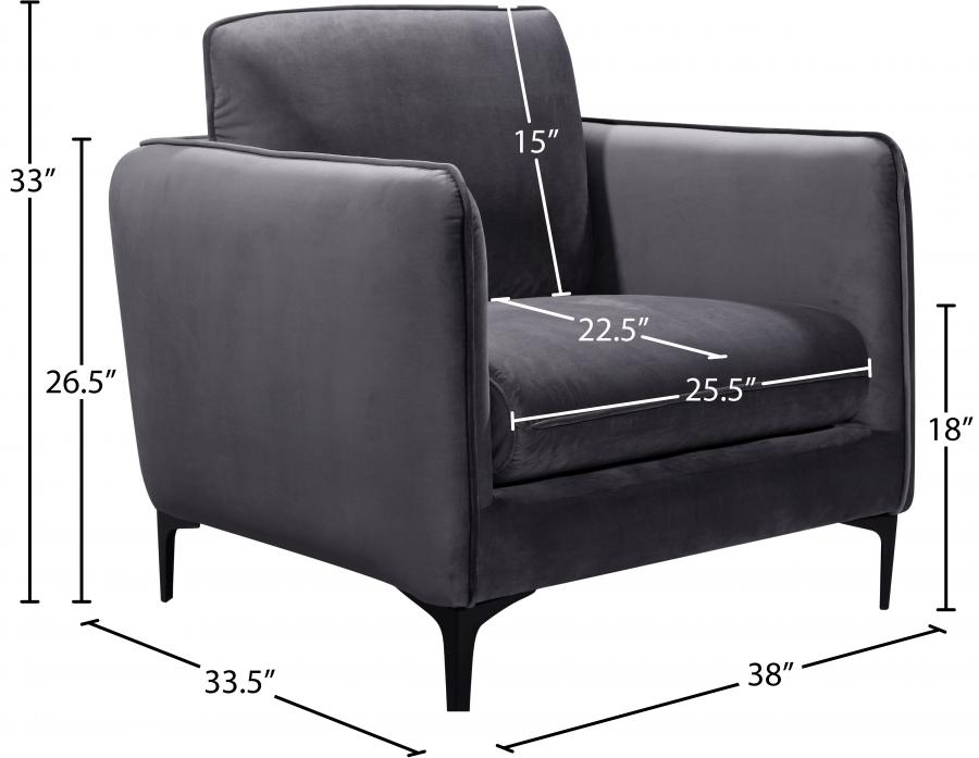 

                    
Meridian Furniture Poppy Chair 690Grey-C Chair Gray Velvet Purchase 
