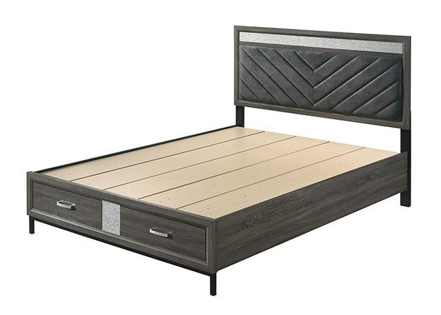 

    
Contemporary Gray Engineered Wood King Storage Bed Furniture of America Voleta FM7212GY-EK
