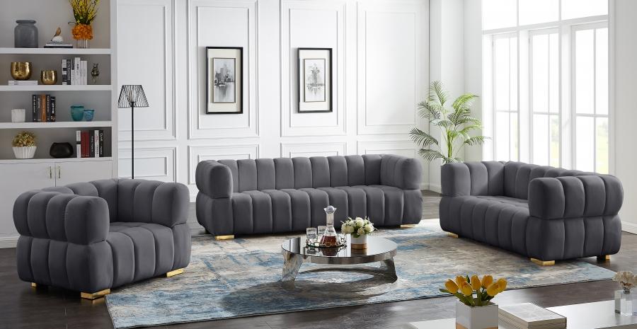 

    
Contemporary Gray Engineered Wood Living Room Set 2PCS Meridian Furniture Gwen 670Grey-S-2PCS

